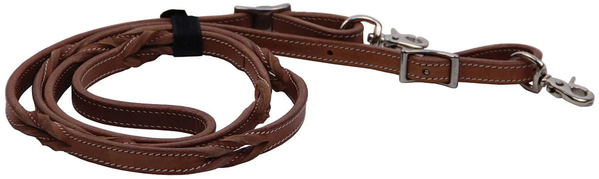 Buffalo Leather Twisted Knot Roping Rein, 7' - Image 1