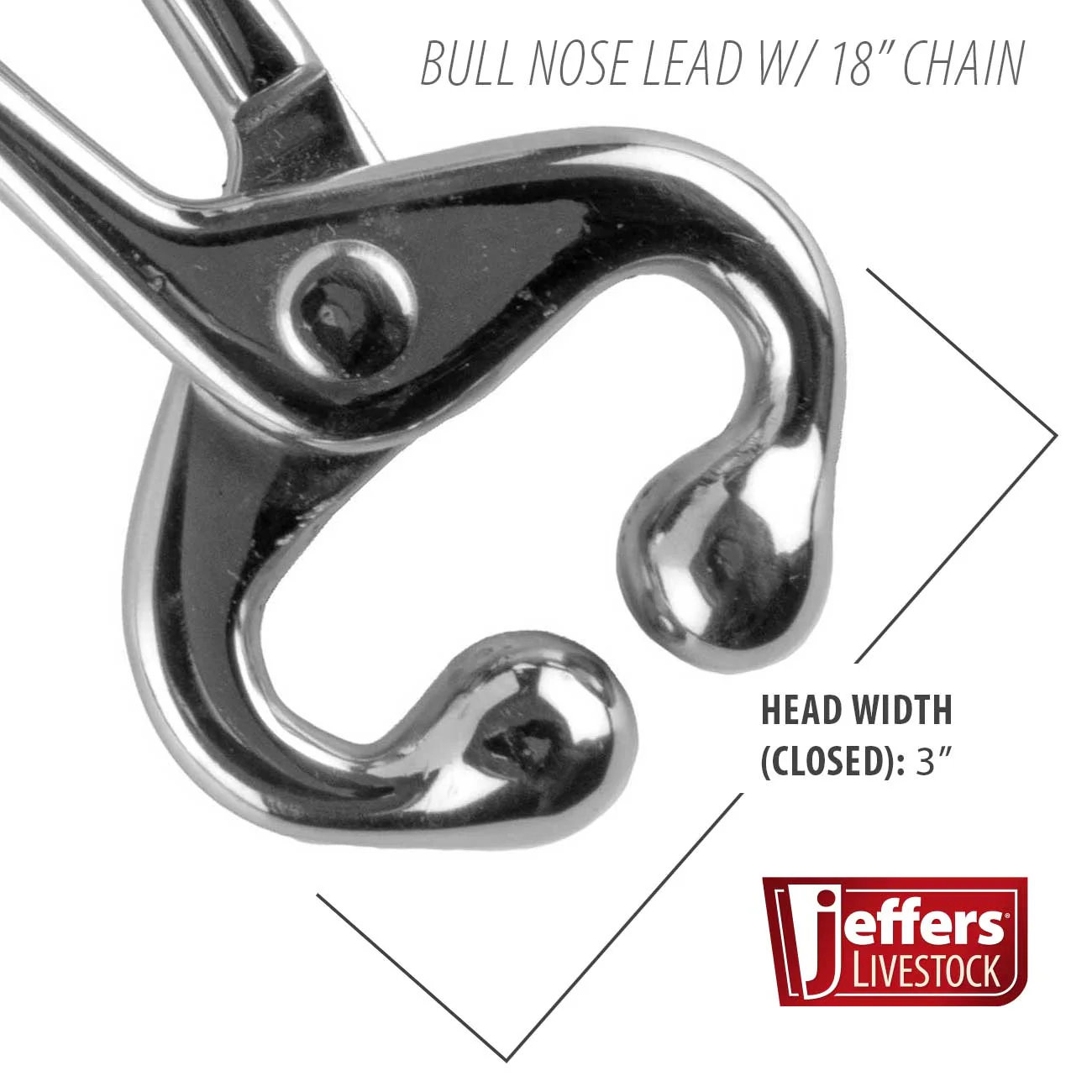 Jeffers Bull Nose Lead (Cow Nose Pliers) with Chain - Image 3