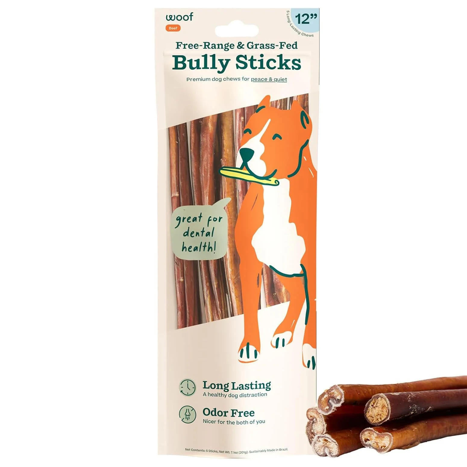 BullySafe Bully Sticks– Odor-Free, Long-Lasting Dog Chews | Grass-Fed, Free-Range, Single-Ingredient Beef Pizzle Treats - Image 1