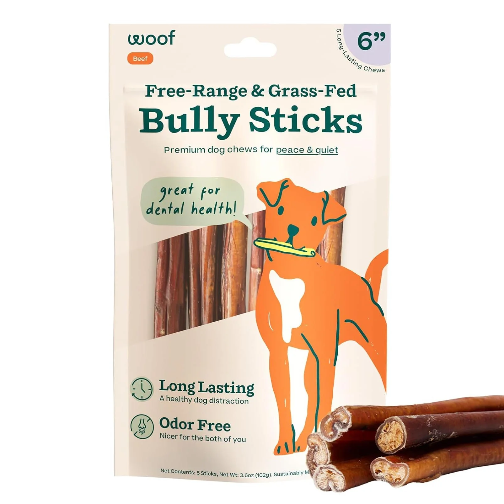 BullySafe Bully Sticks– Odor-Free, Long-Lasting Dog Chews | Grass-Fed, Free-Range, Single-Ingredient Beef Pizzle Treats - Image 2