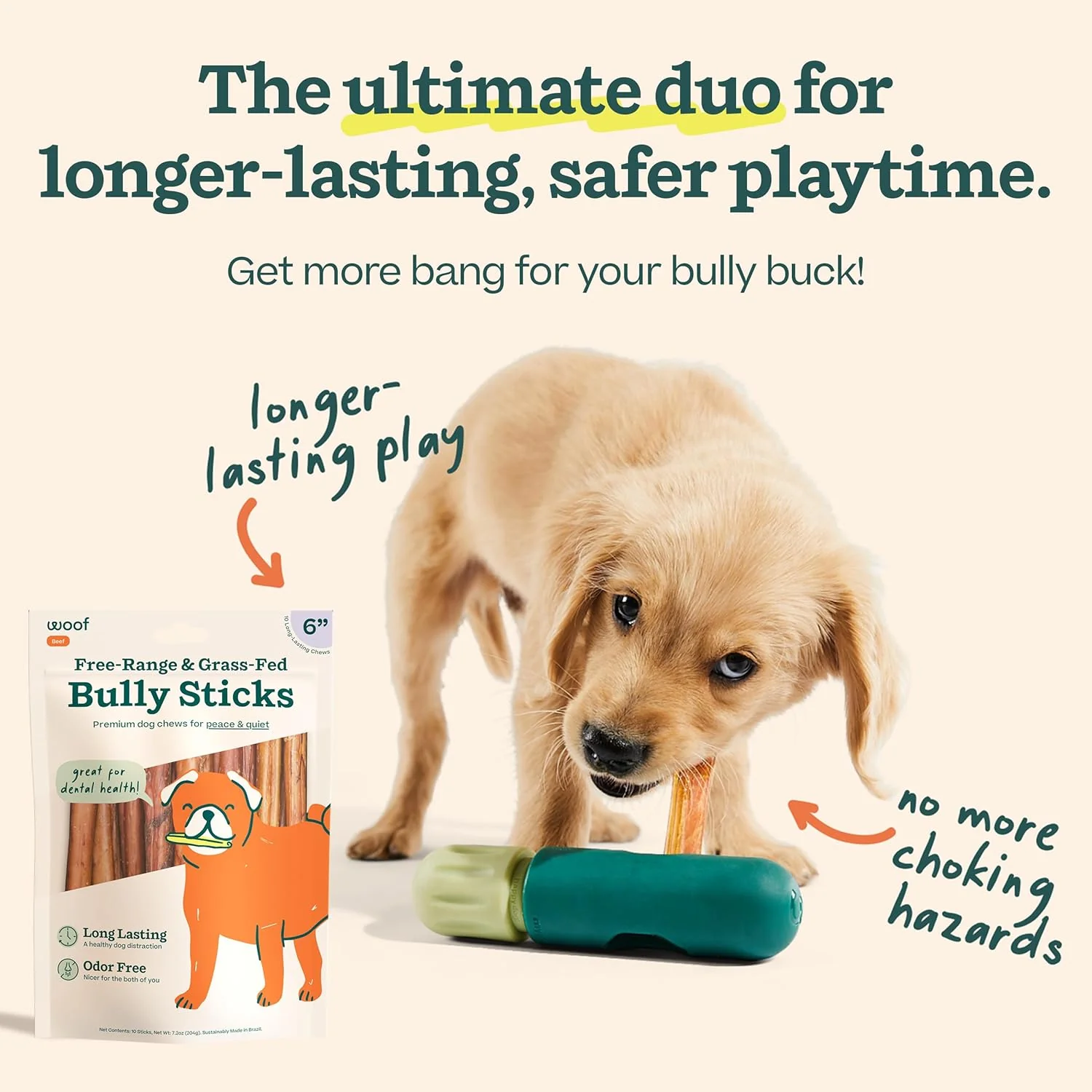 BullySafe Bully Sticks– Odor-Free, Long-Lasting Dog Chews | Grass-Fed, Free-Range, Single-Ingredient Beef Pizzle Treats - Image 3