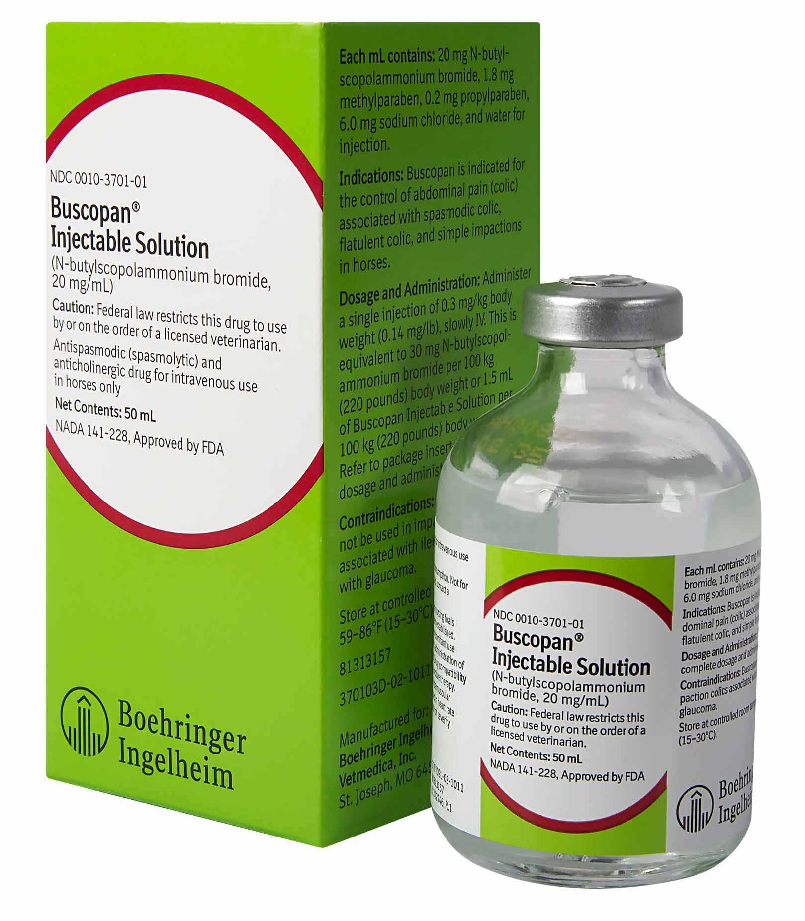 Rx Buscopan Injectable Solution for Horses, 50 mL - Image 1