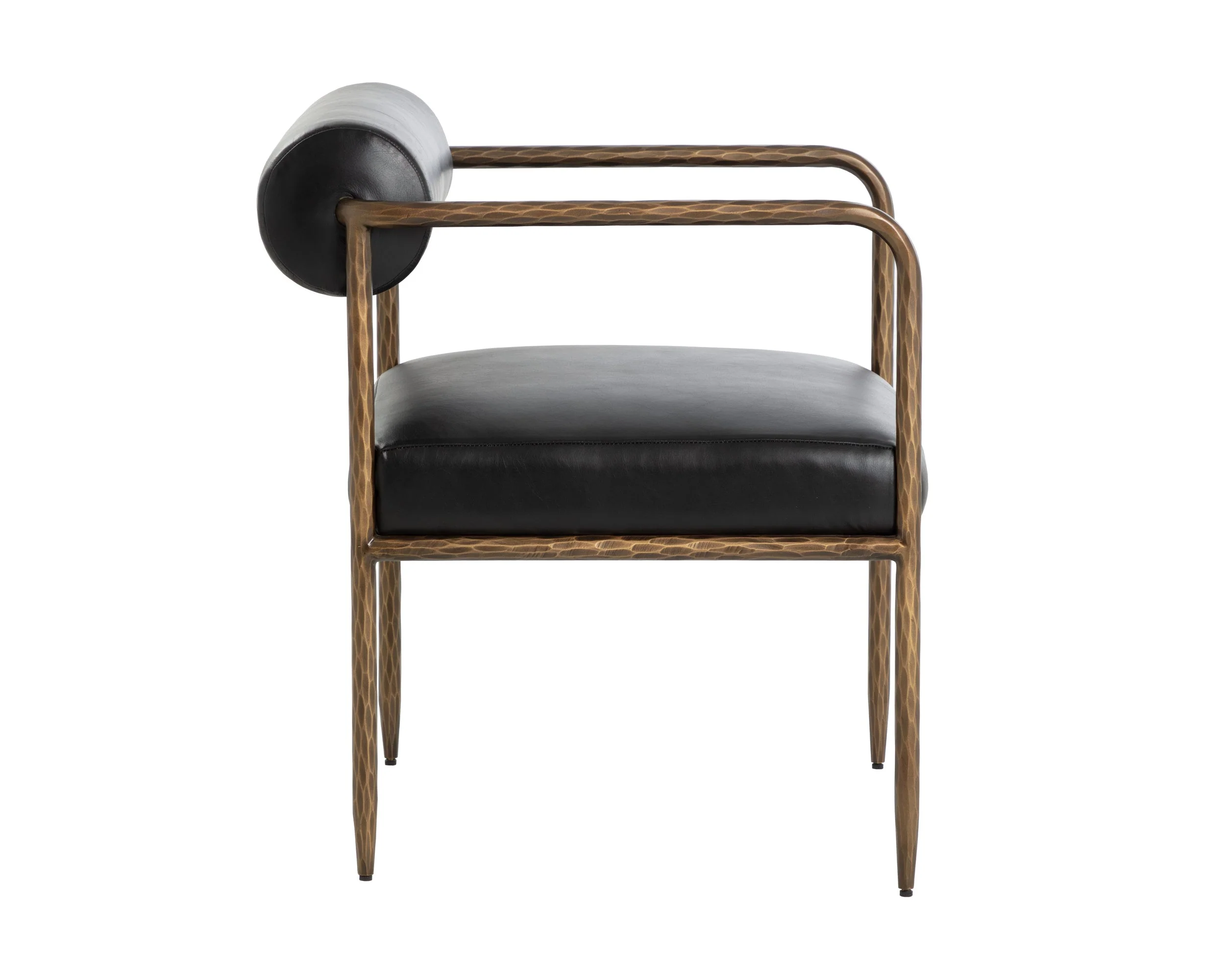 Ajani Dining Armchair - Charcoal Black Leather - Image 3