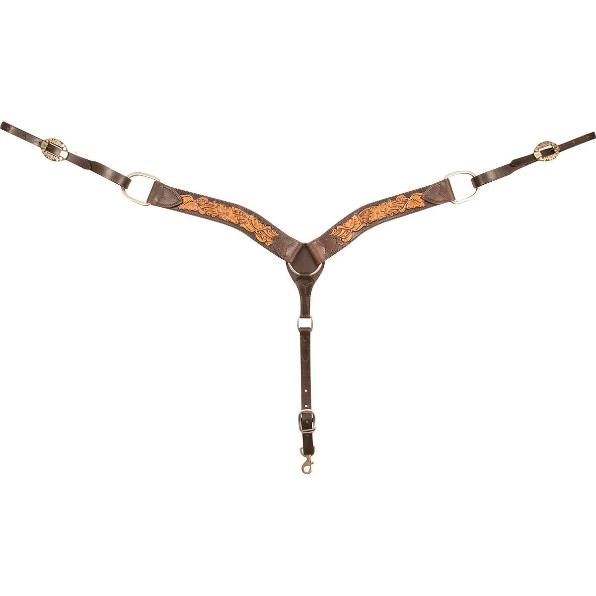 Cashel 2″ Two-Toned Floral Tooled Leather Breast Collar