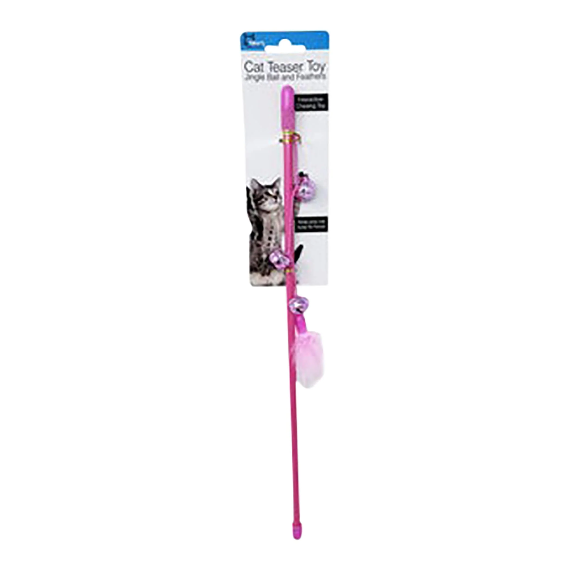 Cat Teaser Toy with Jingle Ball & Feathers - Image 1