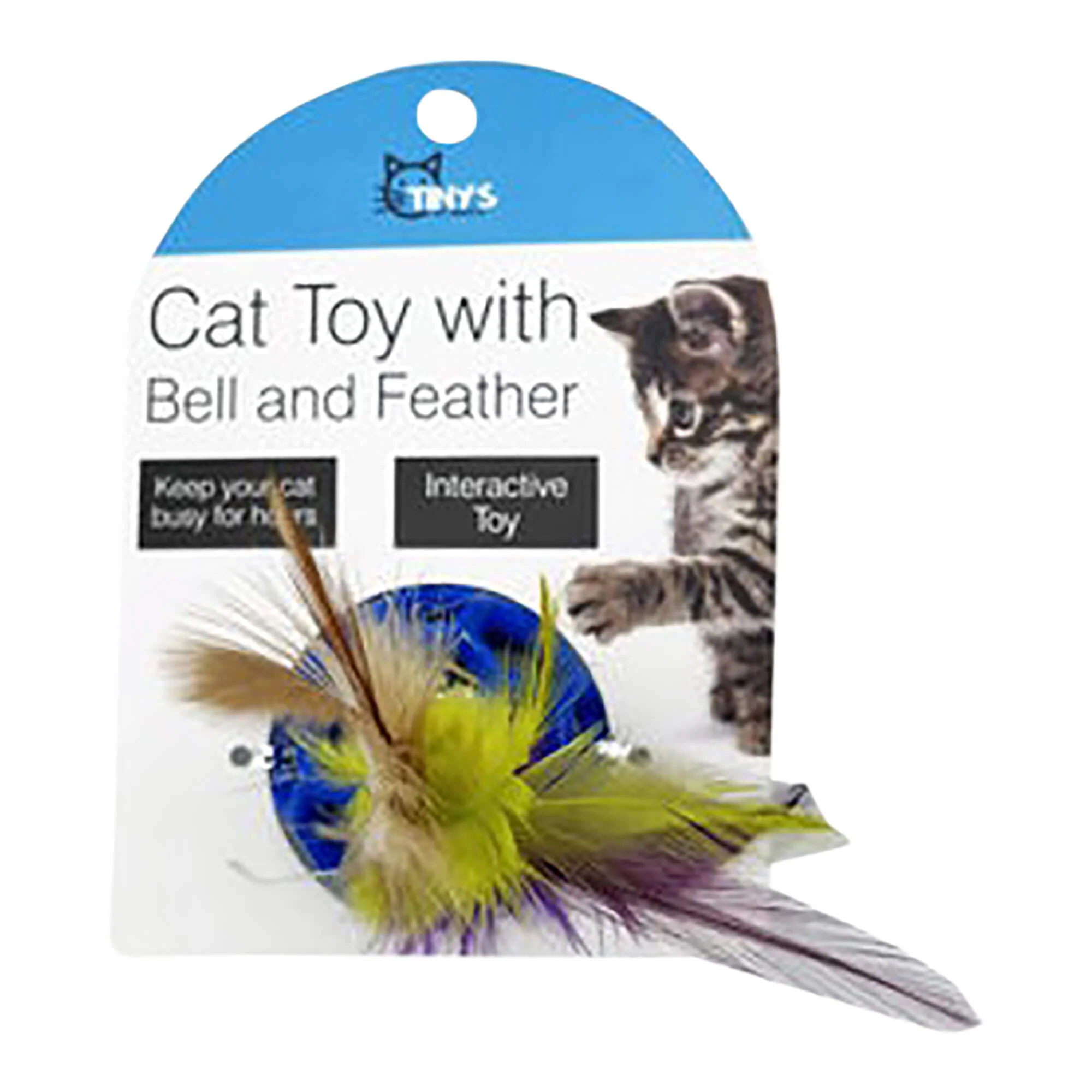 Cat Toy with Bell and Feather, Assorted - Image 1