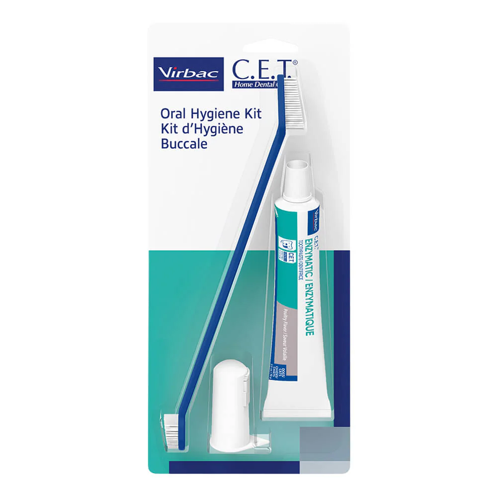 C.E.T. Oral Hygiene Kit for Dogs and Cats – Fingerbrush, Dual Toothbrush & Enzymatic Poultry Toothpaste - Image 1