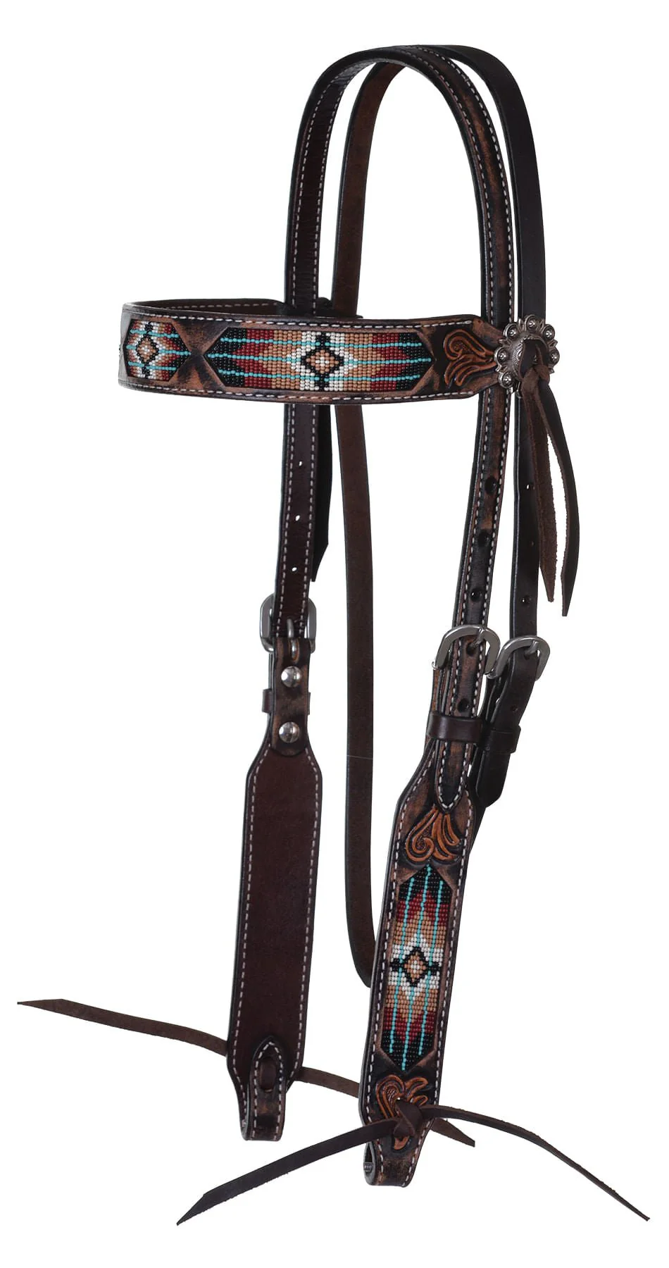 Circle Y Beaded Southwest Browband Headstall - Image 1