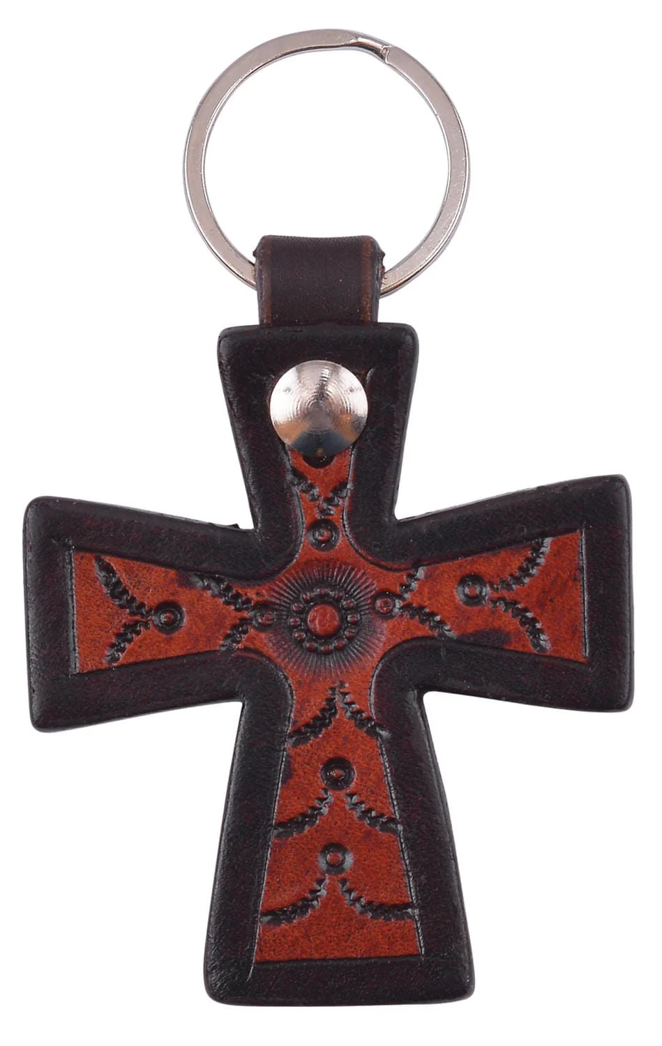 Circle Y Cross Key Chain, Tooled - Image 1
