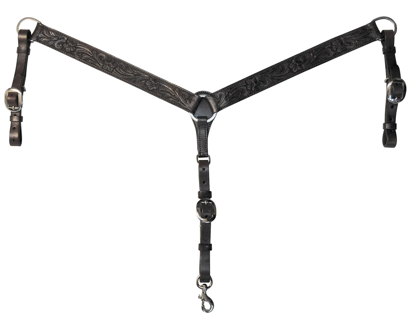 Circle Y Floral Tooled Breast Collar - Image 1