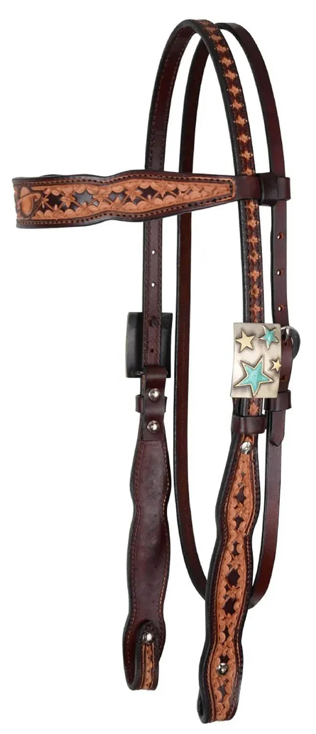 Circle Y Saturn Rising Leather Browband Headstall, Full - Image 1