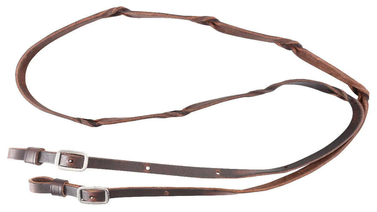 Classic Equine Blood Twist Latigo Leather Barrel Rein for Horses - Image 1