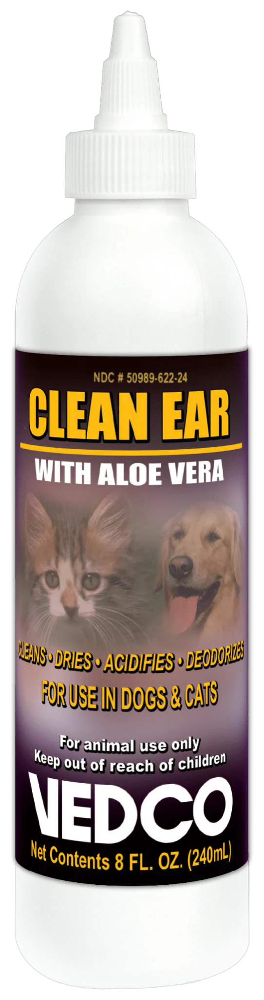 Clean Ear with Aloe Vera, 8 oz – Cleans, Deodorizes & Supports Healthy Ears in Dogs & Cats - Image 1