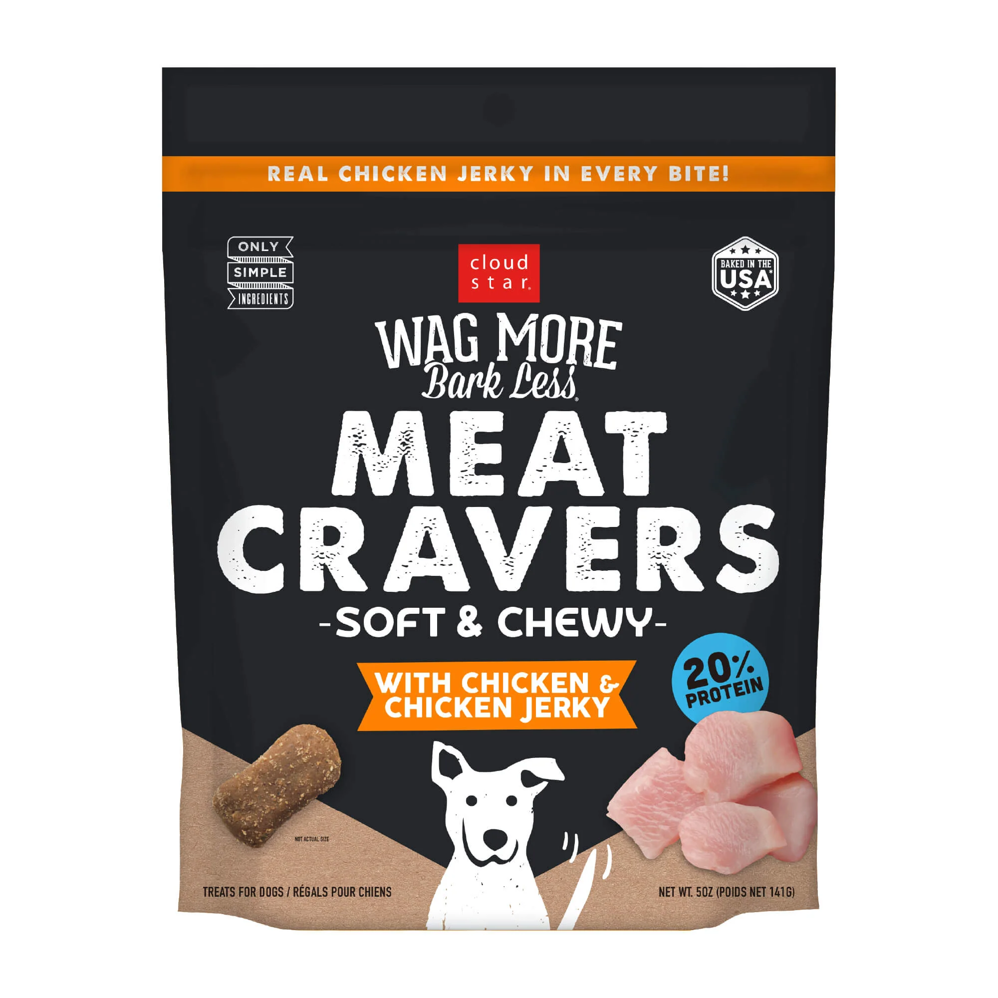 Cloud Star Wag More Bark Less, Meat Cravers, Soft Chew Dog Treats - Image 1