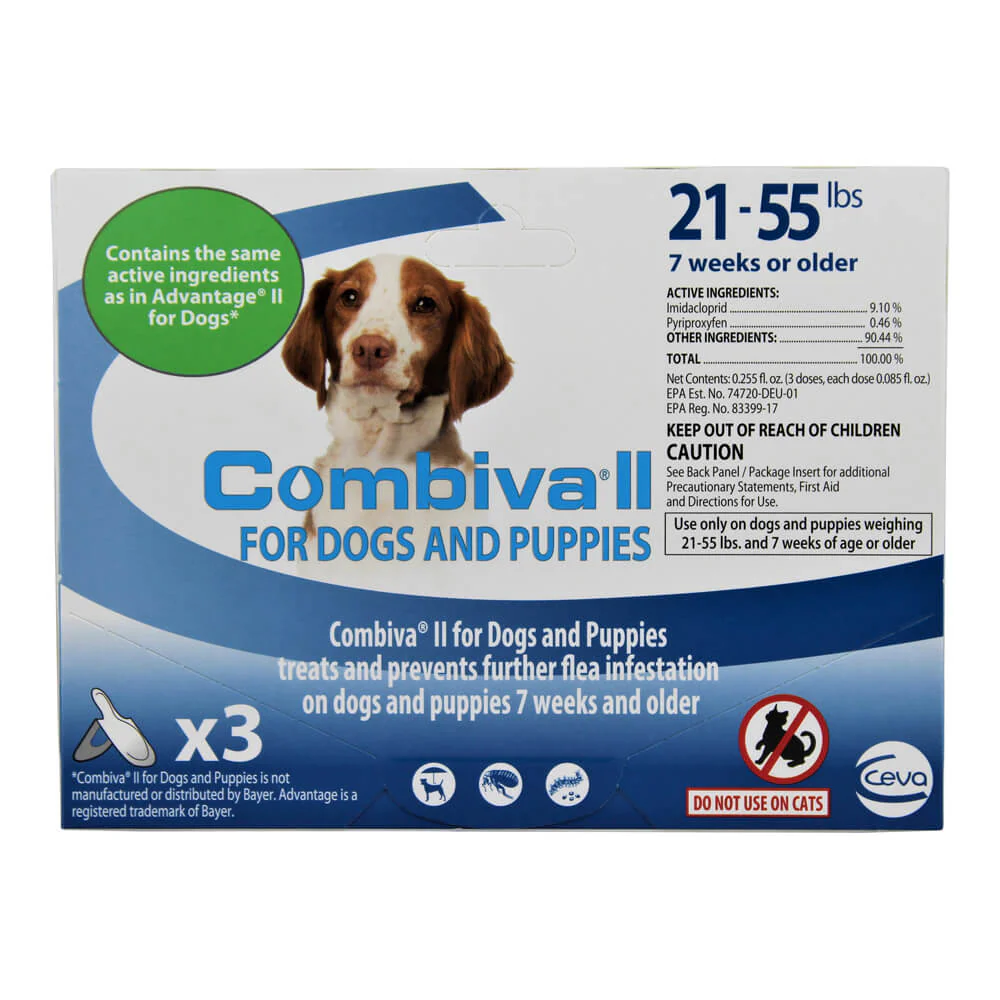 Combiva II for Dogs & Puppies, 21-55 lbs, 3 ct - Image 1
