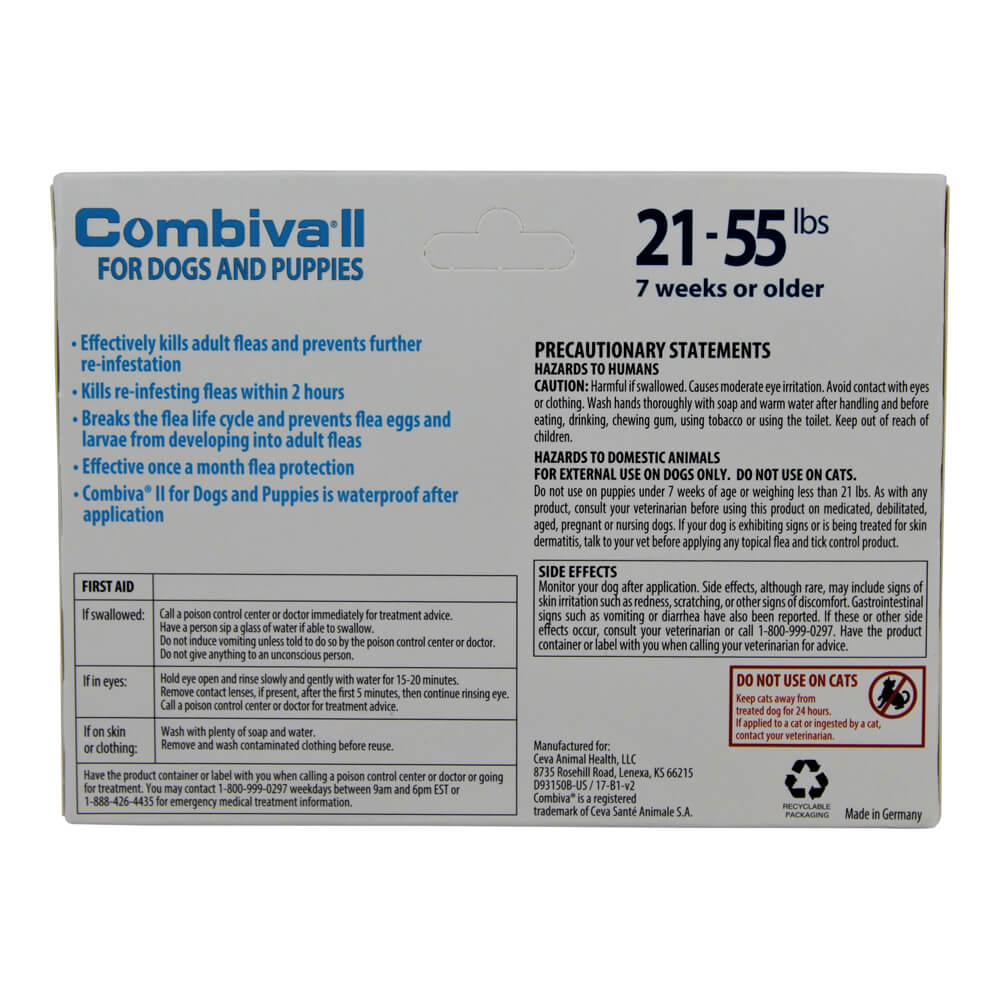 Combiva II for Dogs & Puppies, 21-55 lbs, 3 ct - Image 3
