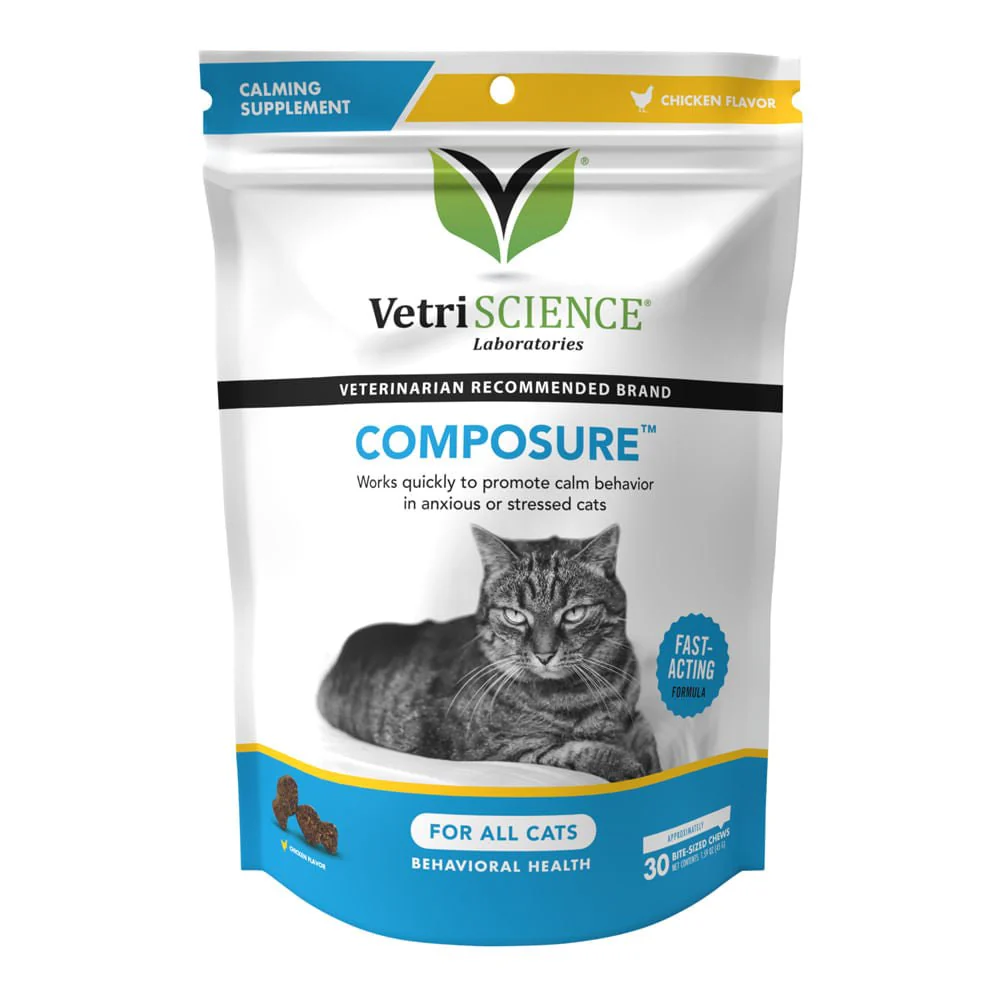 Composure Calming Support Formula for Cats, 30 Bite Sized Soft Chews - Image 1