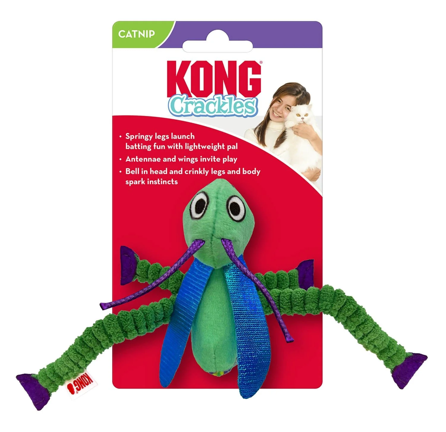 KONG Crackles Grasshopper Catnip Cat Toy - Image 1