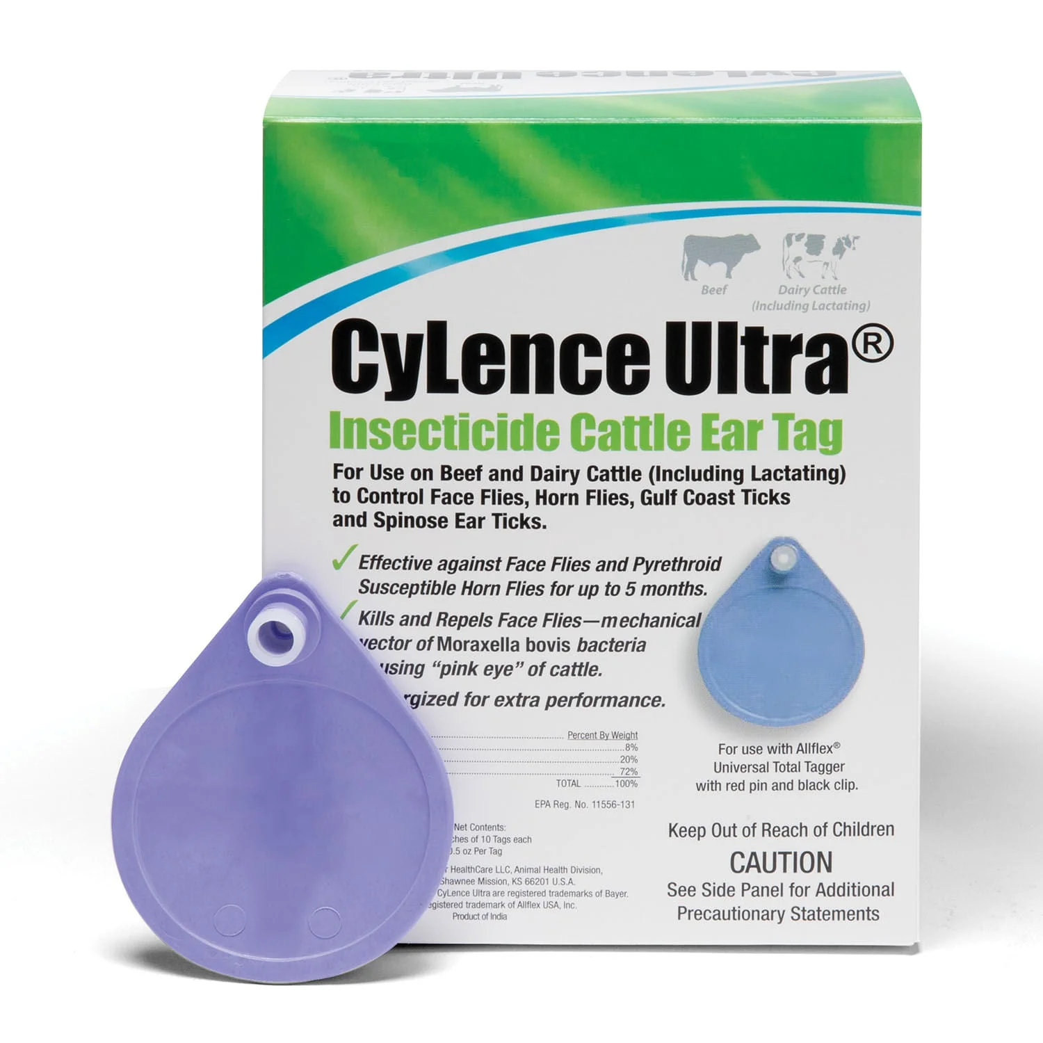 CyLence Ultra Insecticide Ear Tags, 20 Fly Tags - Image 1