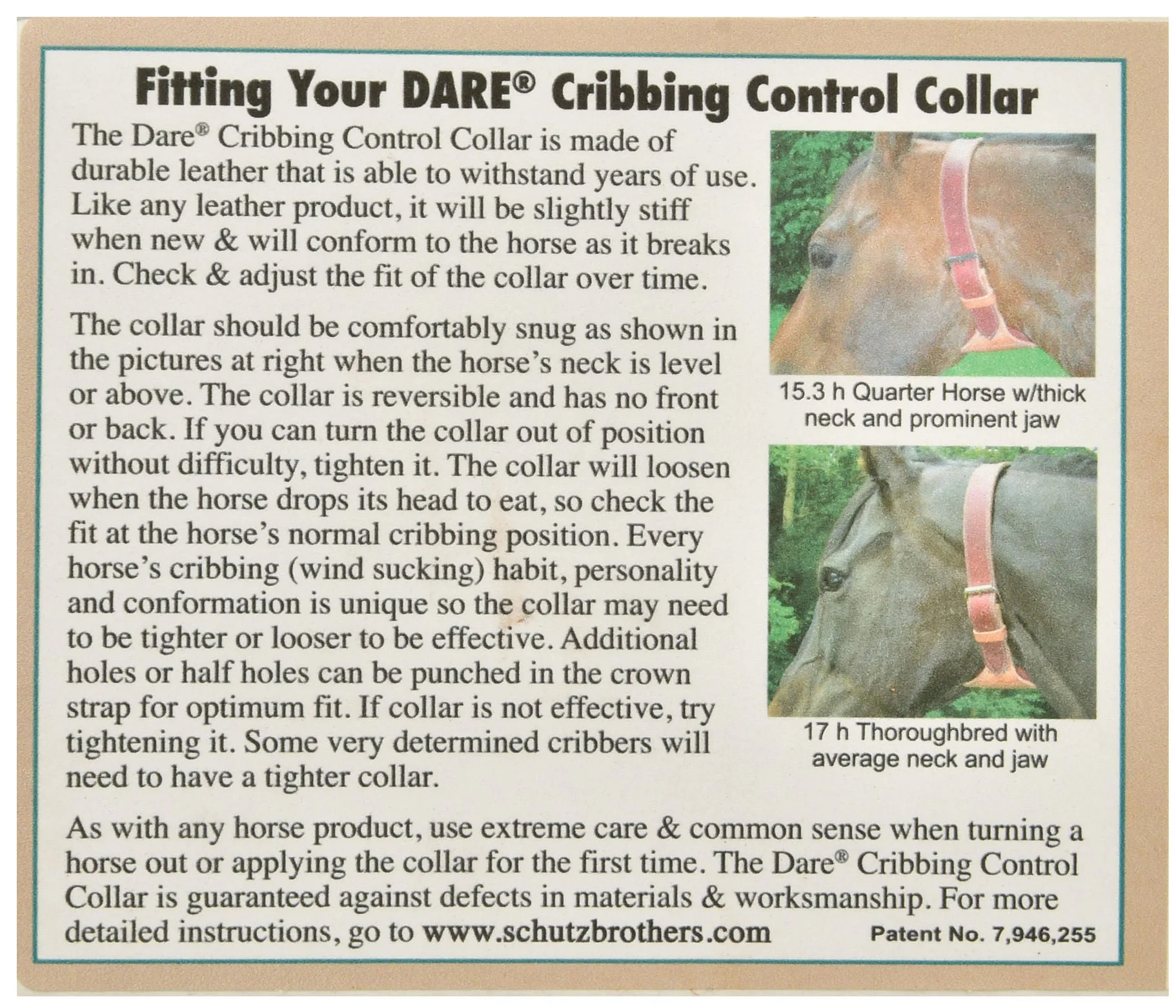 Dare Leather Cribbing Control Collar with Fleece for Horses - Image 3