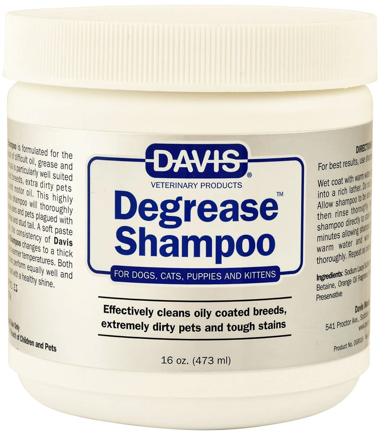 Davis Degrease Dog & Cat Shampoo for Oil, Grease & Heavy Dirt - Image 1