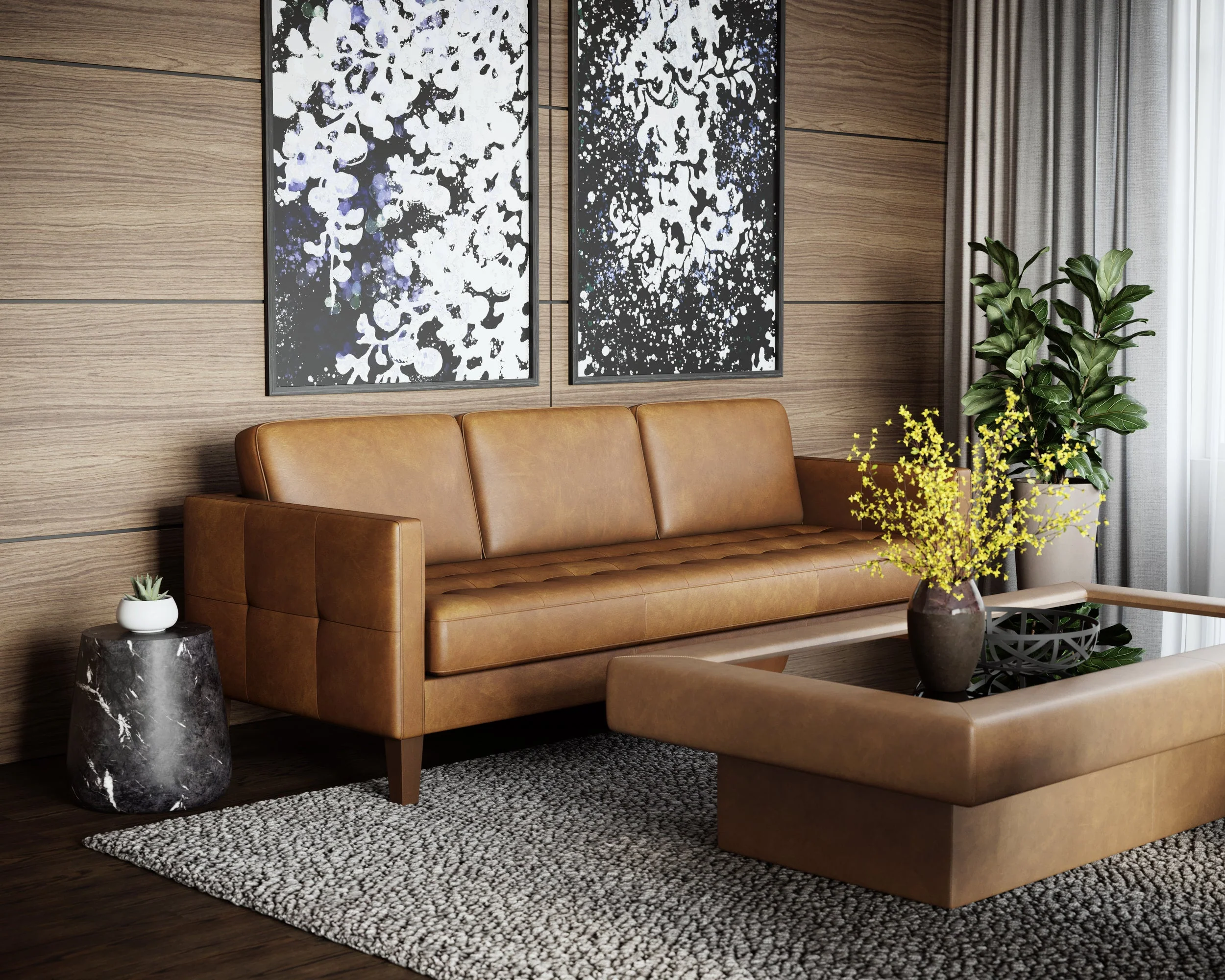 Karmelo Sofa - Cognac Leather - Image 3