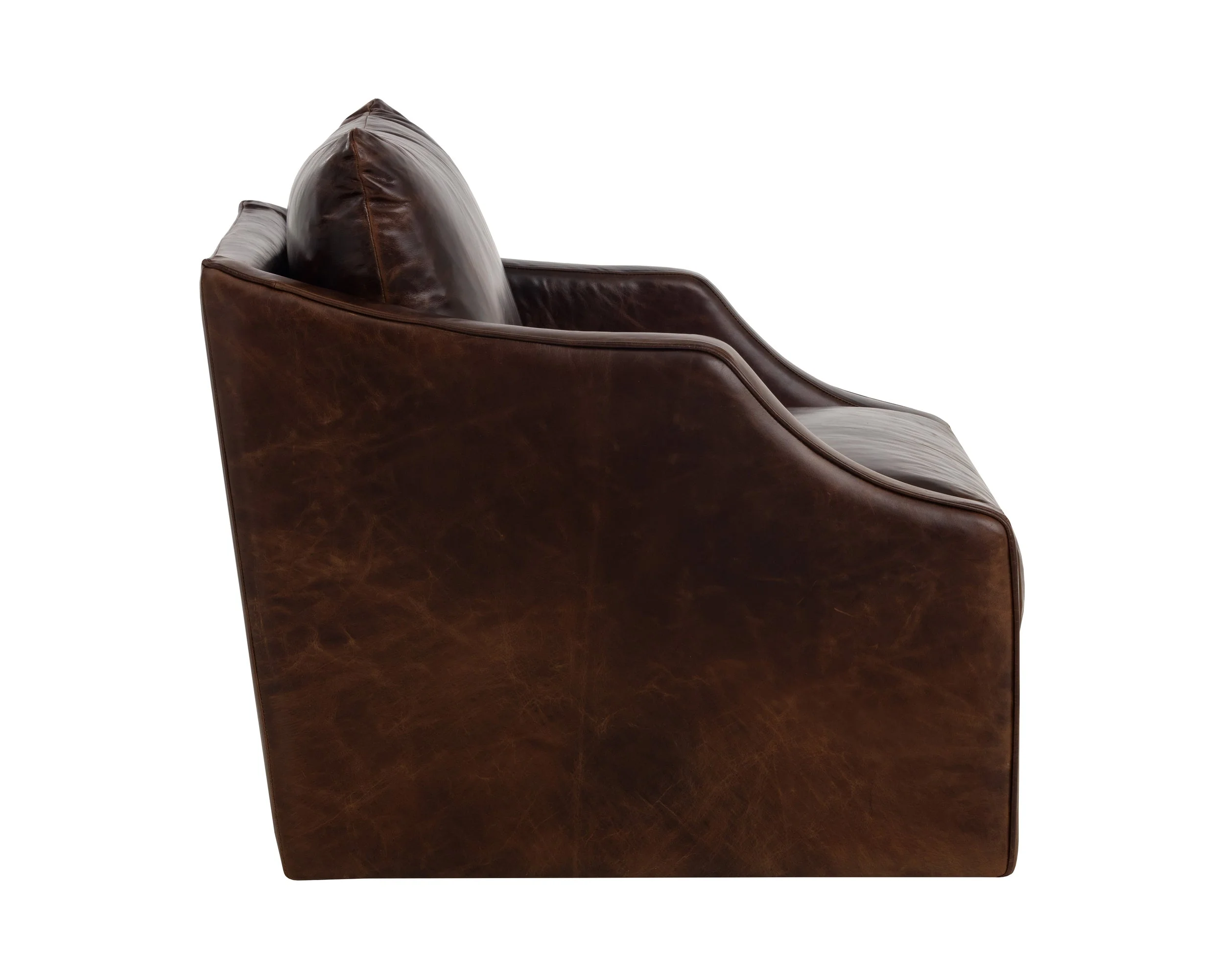 Orwell Swivel Lounge Chair - Chocolate Leather - Image 3
