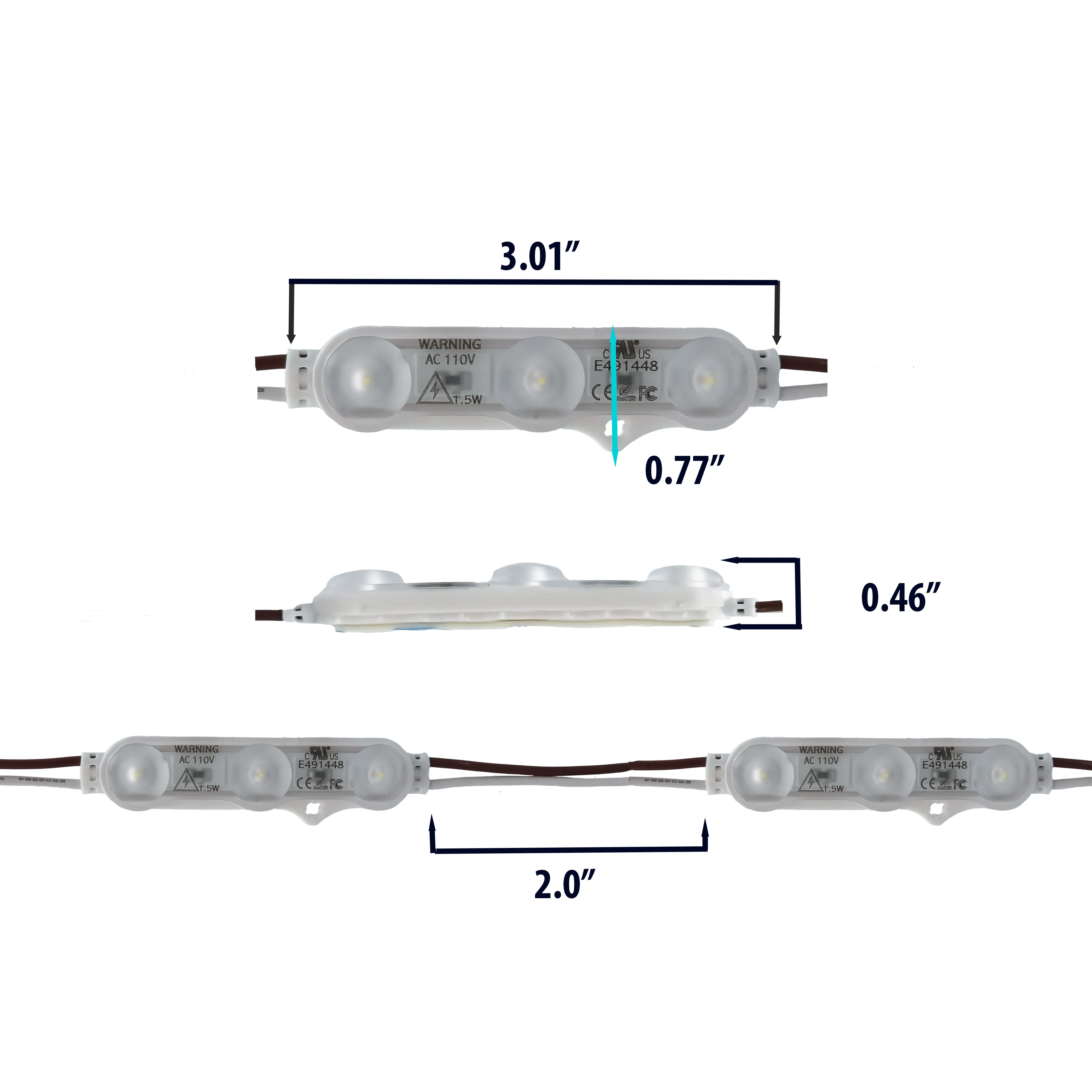 Single Color LED Module Direct AC 110V - 1.5W - IP67 (Each Pack = 100 pcs) #383 - Image 3
