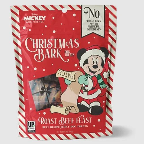 Disney Christmas Bark Jerky Dog Treats, 5 oz  Roast Beef, Turkey & Pineapple Flavors, Grain-Free, Healthy Soft Holiday Treats, Made in USA - Image 1