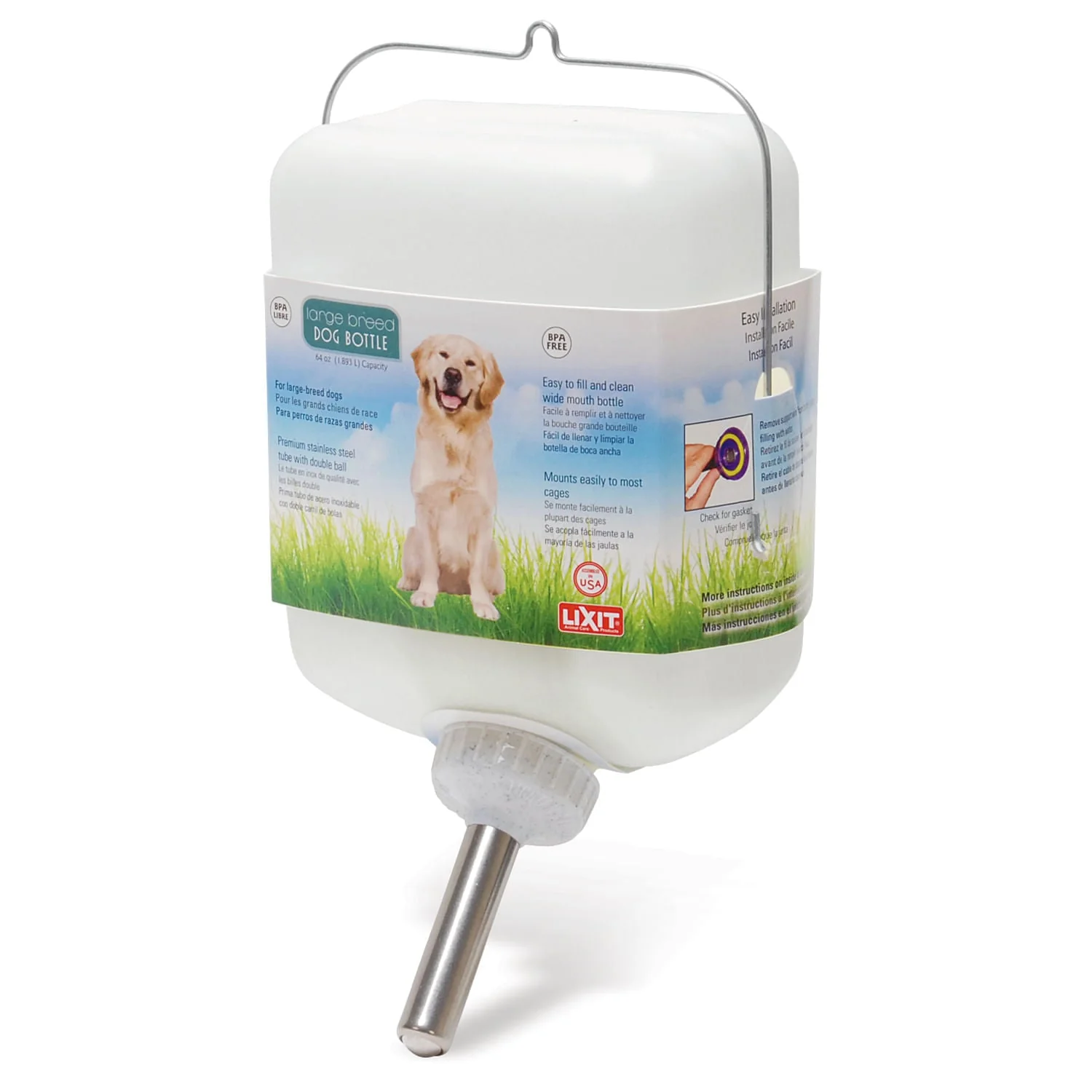 Lixit Plastic Wide Mouth Water Bottle for Dogs - Image 1