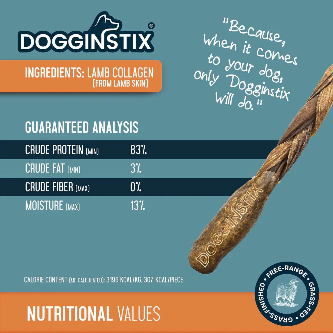 Dogginstix Braided Lamb Collagen Barbell Dog Chew – Natural, Grass-Fed, Low Fat Treat - Image 3