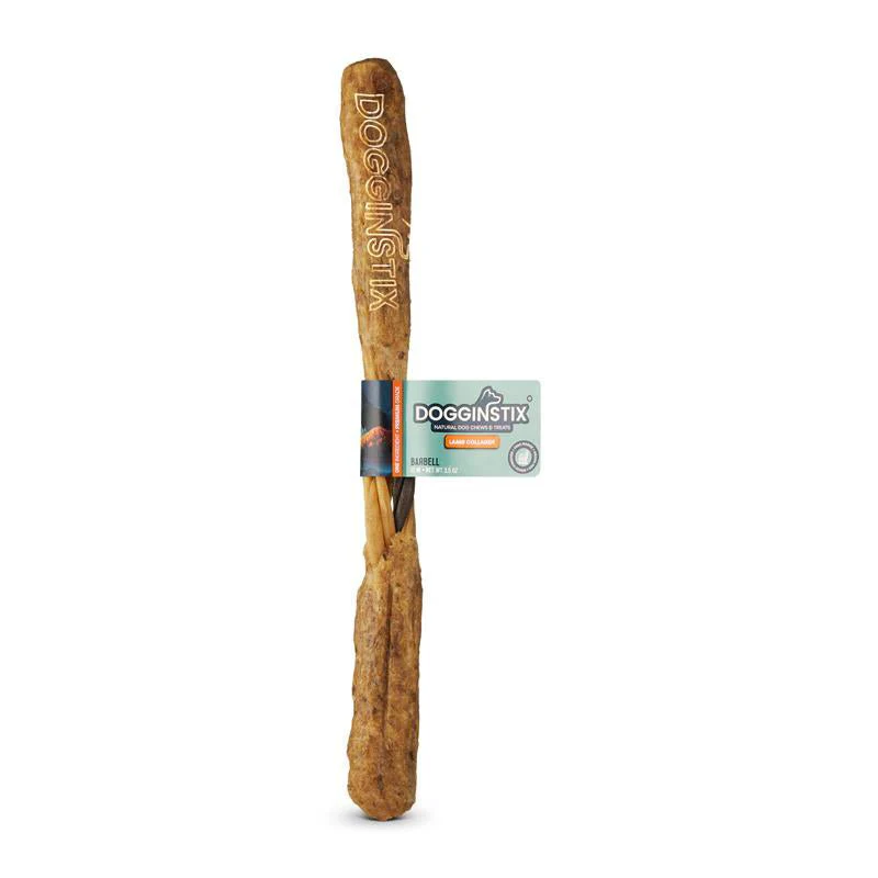 Dogginstix Braided Lamb Collagen Barbell Dog Chew – Natural, Grass-Fed, Low Fat Treat - Image 1