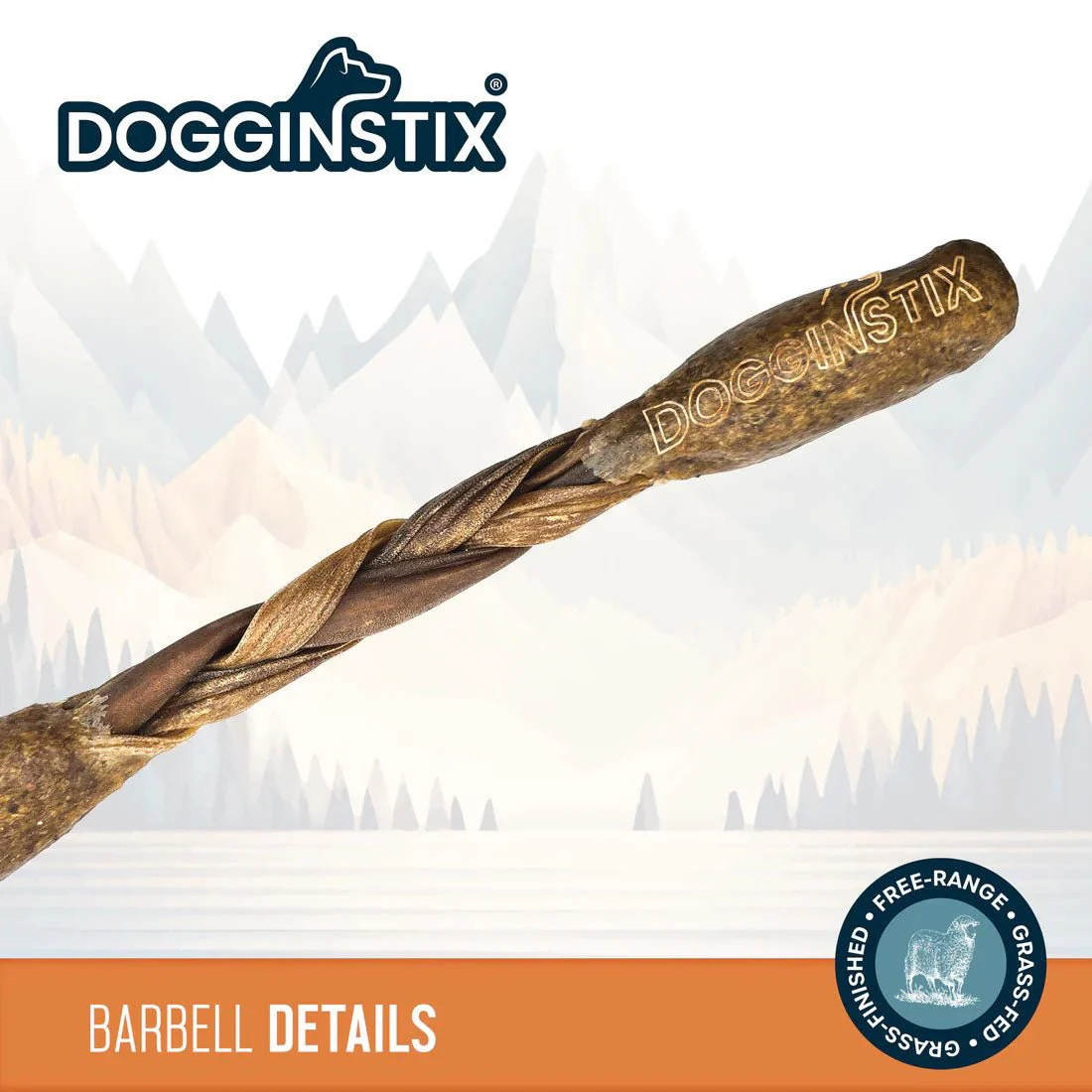 Dogginstix Braided Lamb Collagen Barbell Dog Chew – Natural, Grass-Fed, Low Fat Treat - Image 2