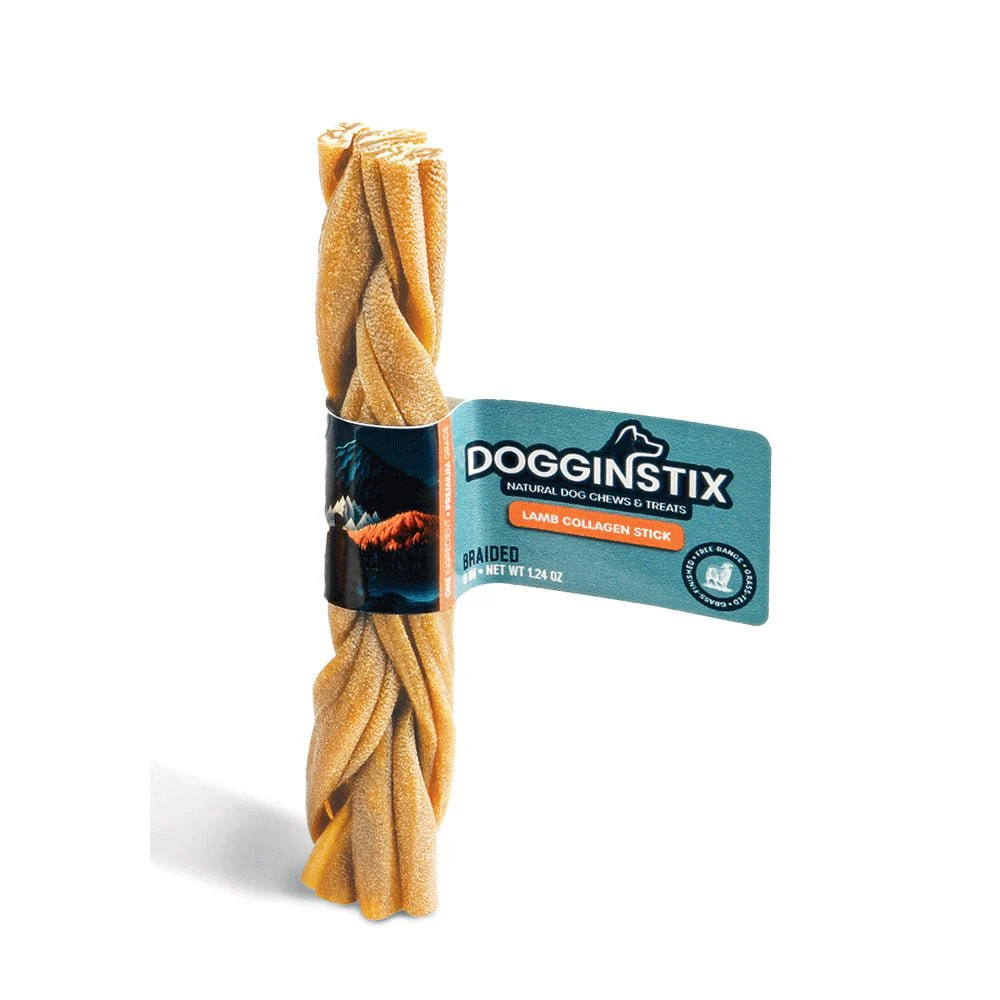 Dogginstix Braided Lamb Collagen Dog Chew – Long Lasting, Digestible, High Protein Rawhide Alternative - Image 1