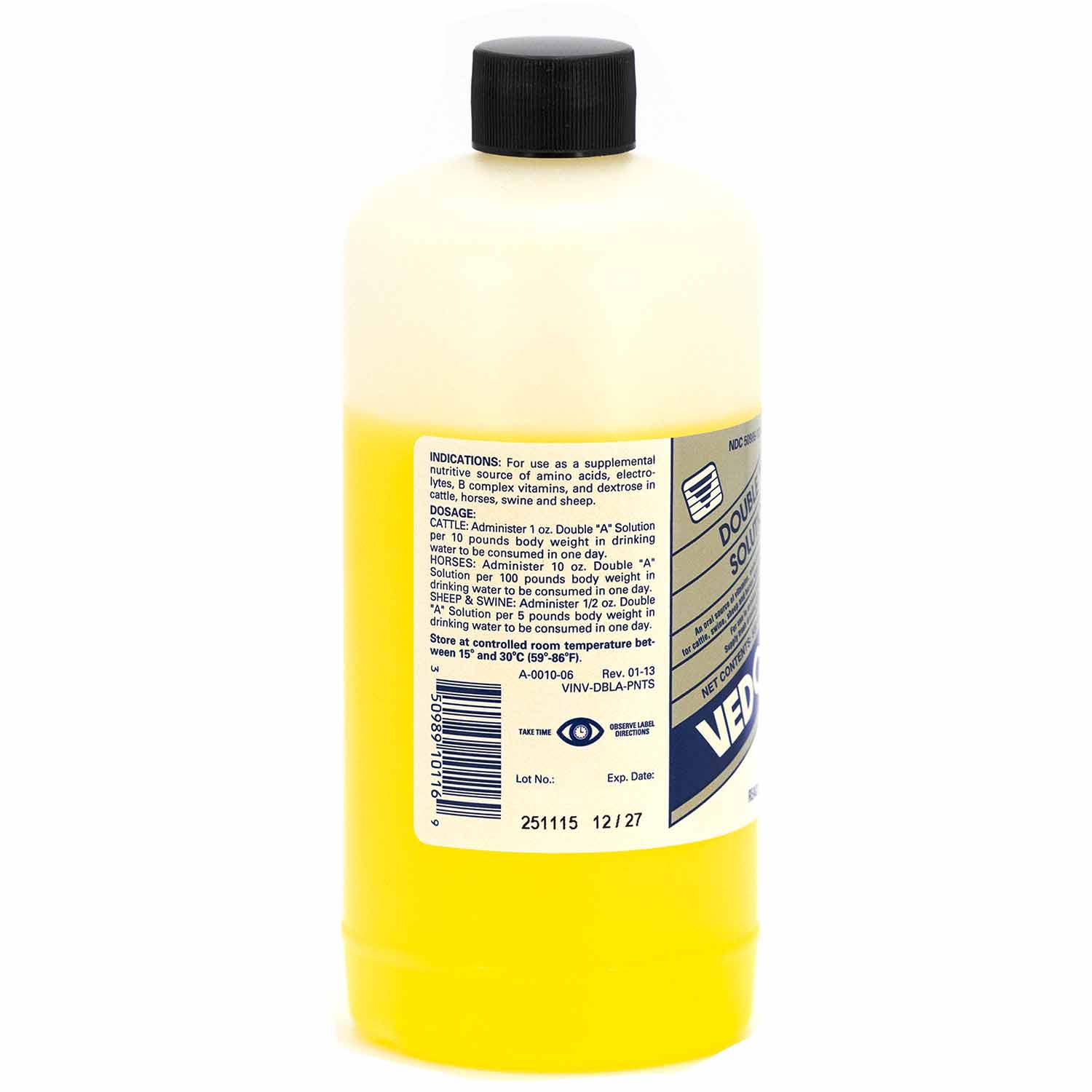 Double "A" Amino Acid Oral Solution for Cattle, Horses, Sheep & Swine – Electrolytes, B Vitamins & Dextrose Supplement, 500 mL - Image 2