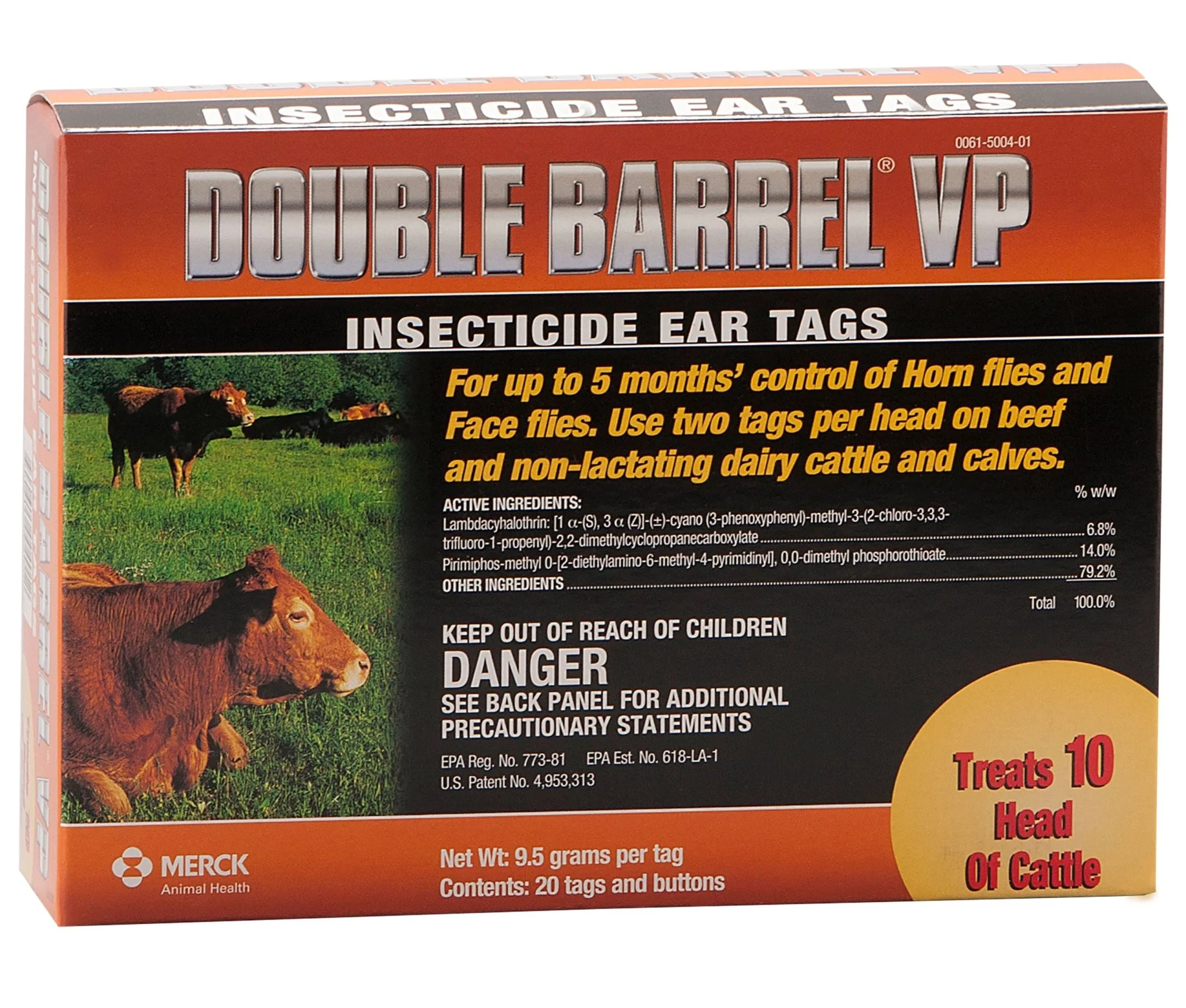 Double Barrel VP Cattle Insecticide Ear Tags, 20 Fly Tags - Image 1