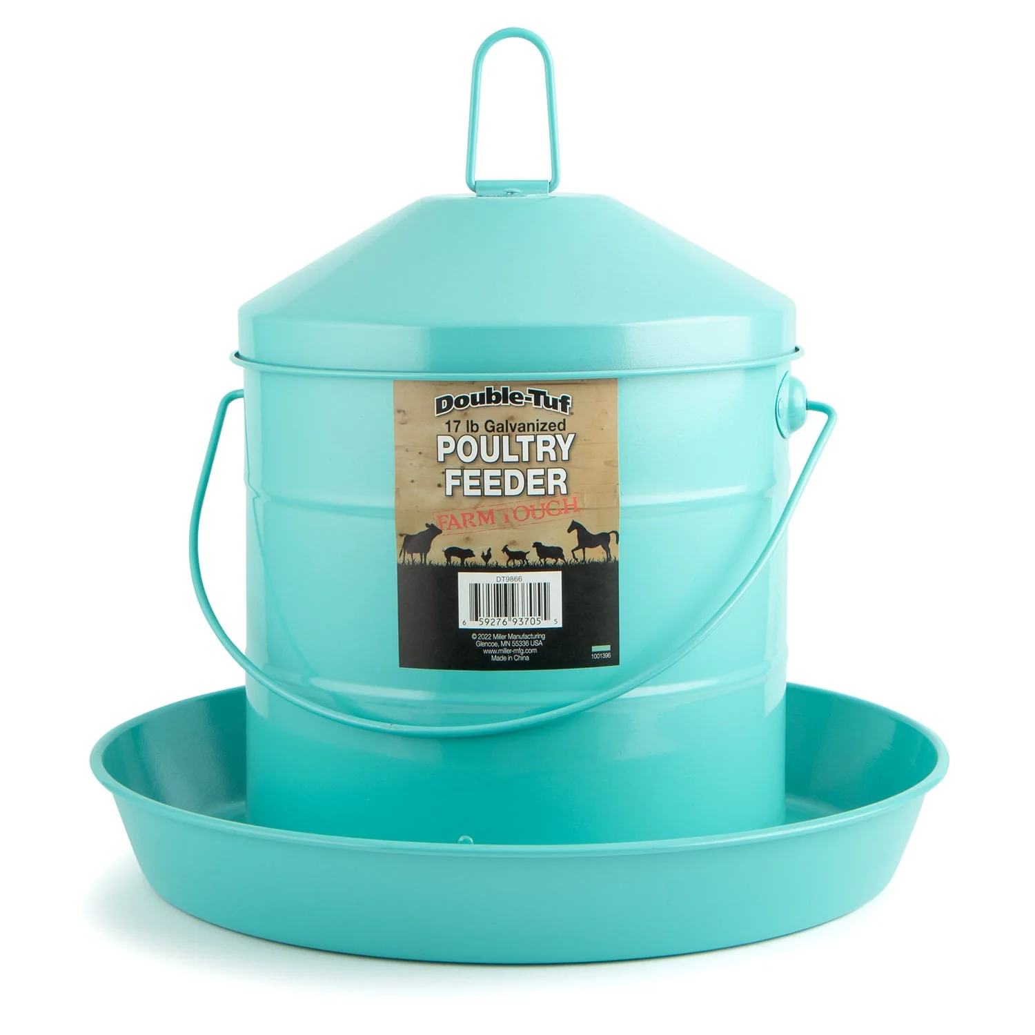 Double-Tuf 17 lb Painted Poultry Feeder, Seafoam Green - Image 1