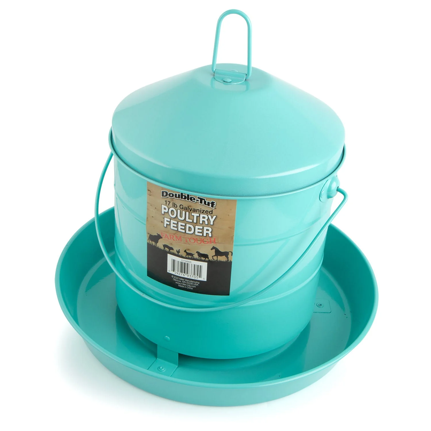 Double-Tuf 17 lb Painted Poultry Feeder, Seafoam Green - Image 2