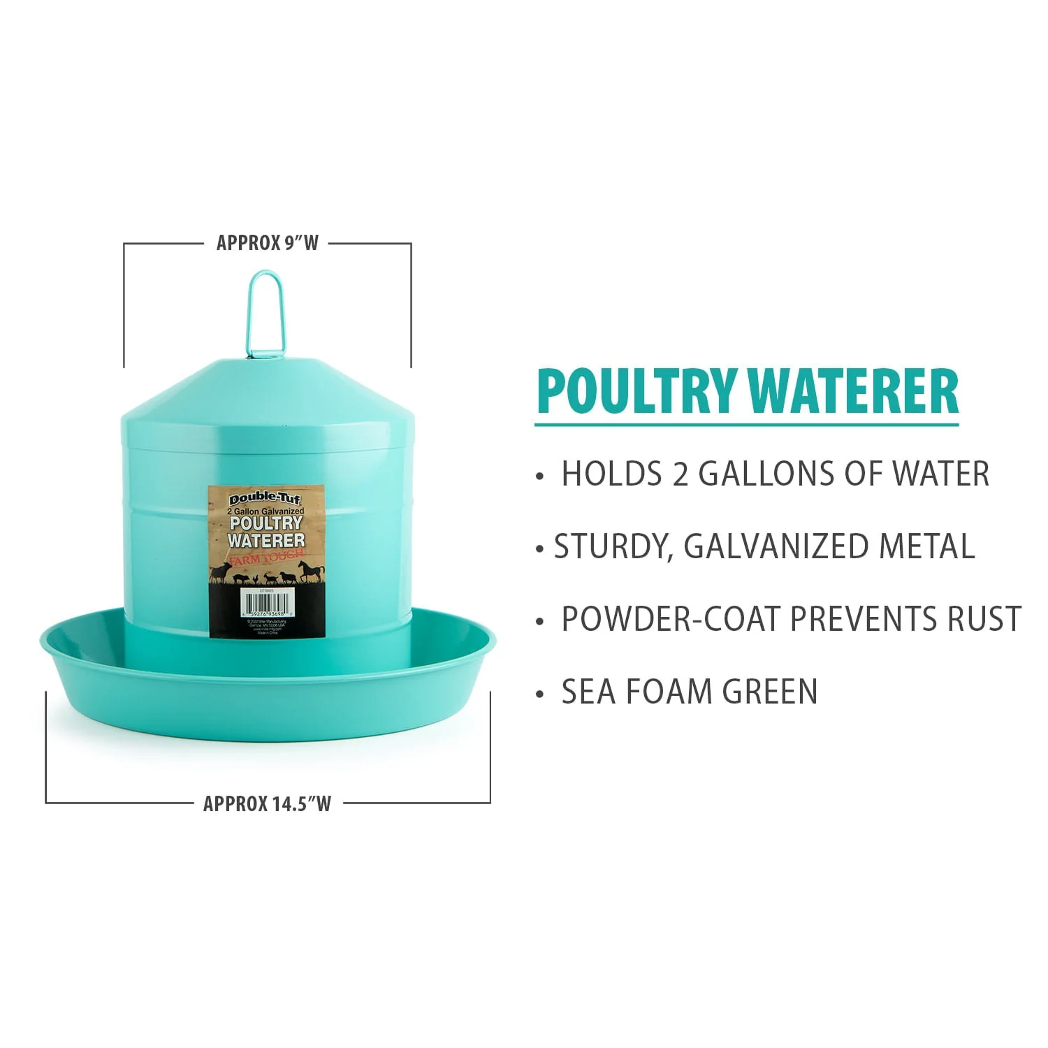 Double-Tuf 2 Gallon Poultry Fount, Seafoam Green - Image 3