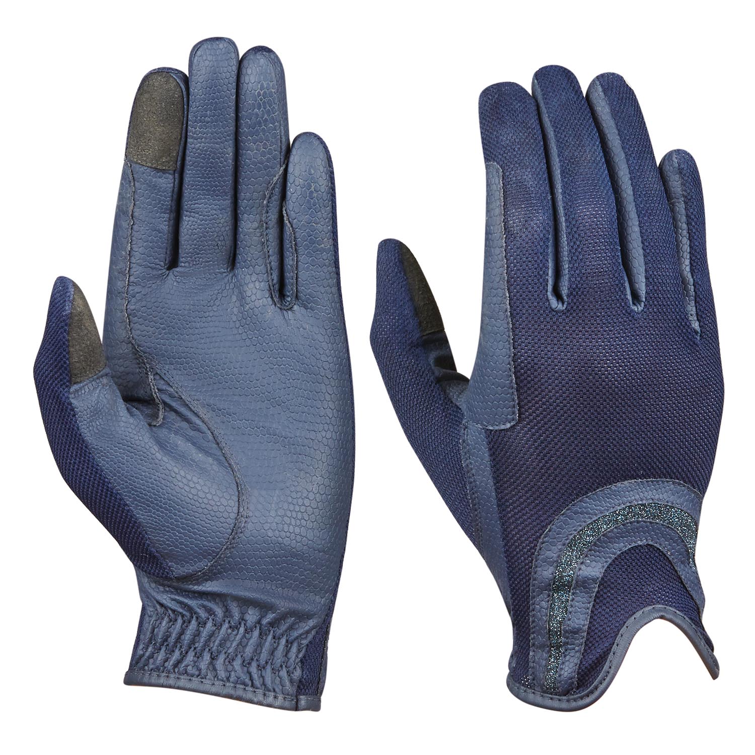Dublin Pull On Glitter Mesh Back Equestrian Riding Gloves - Image 2