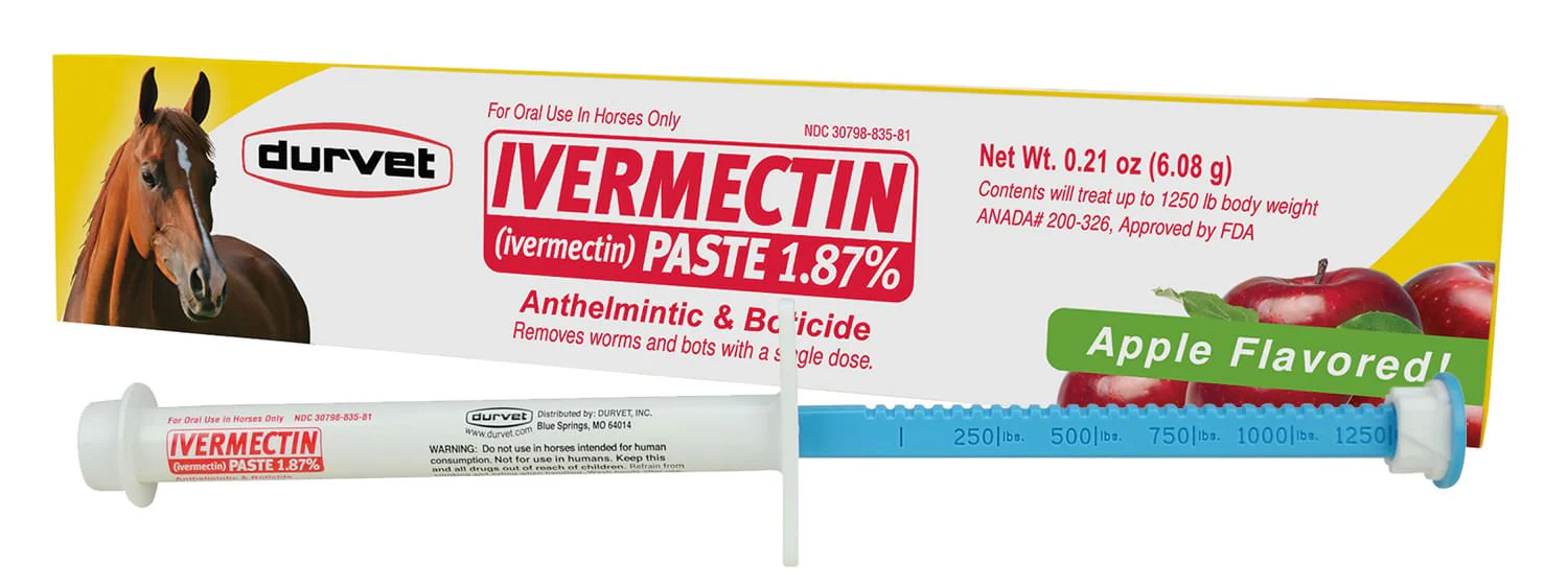 Durvet Ivermectin Horse Dewormer Paste 1.87%, Apple Flavor, 6.08 gm - Image 1