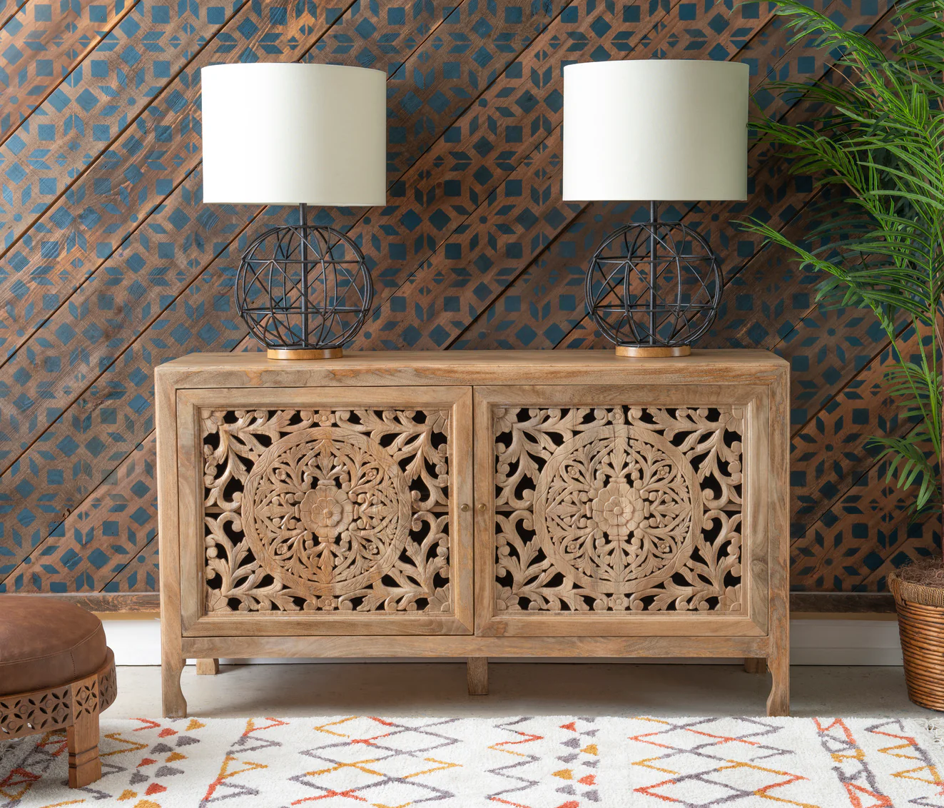 HEIDI NATURAL 2 DOOR CARVED CABINET 20A2083 - Image 3