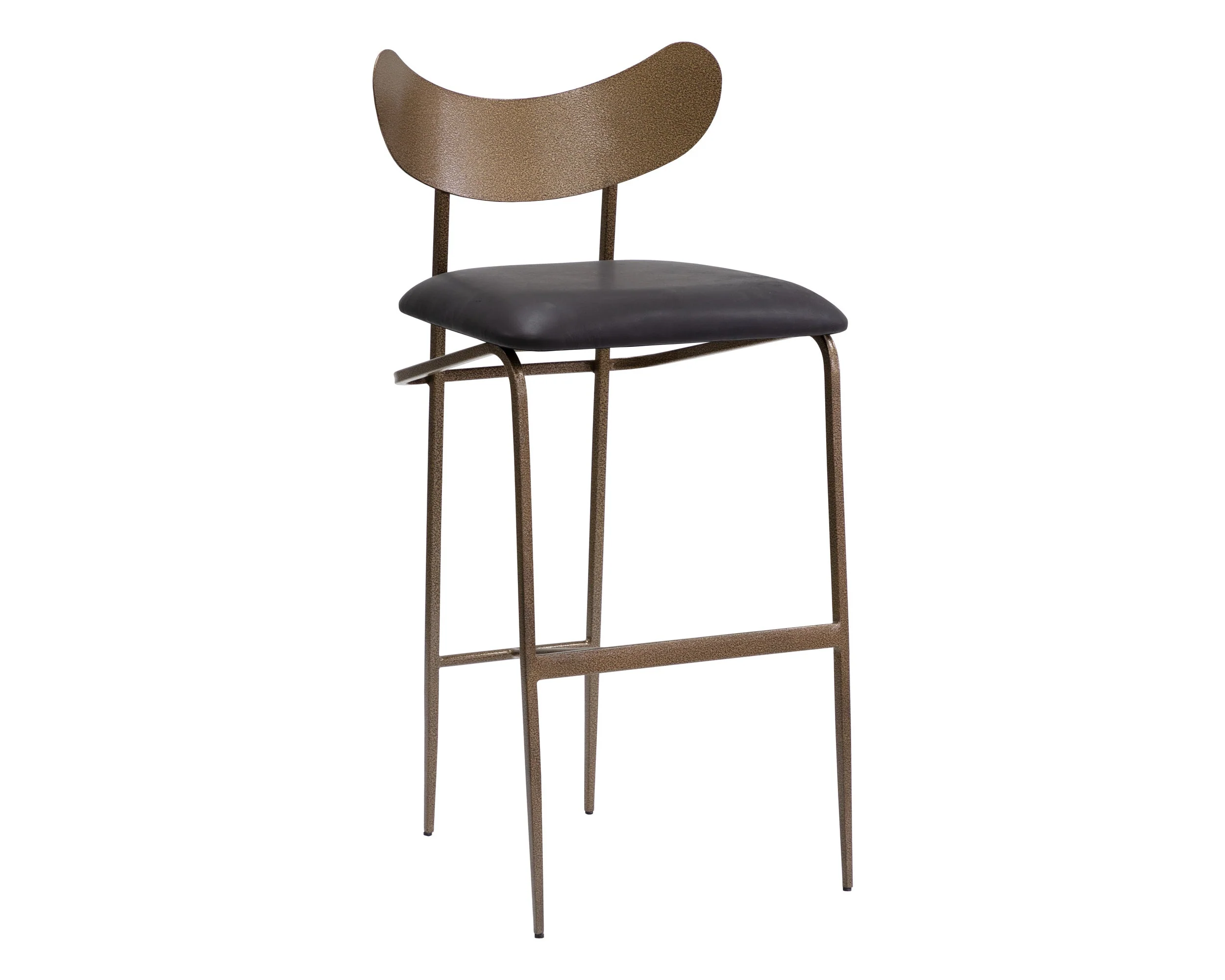 Gibbons Barstool – Antique Brass – Charcoal Black Leather