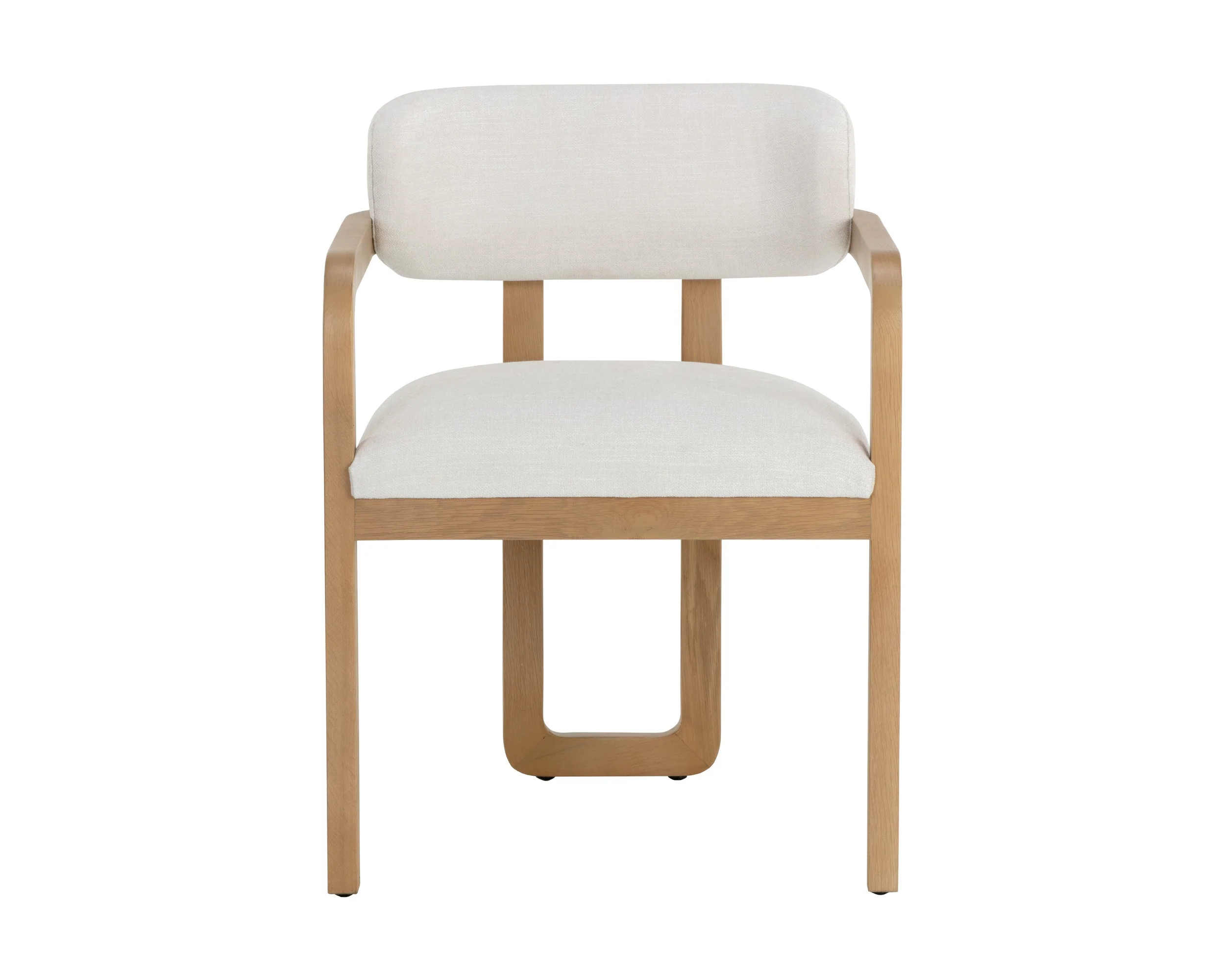 Madrone Dining Armchair - Rustic Oak - Heather Ivory Tweed - Image 2