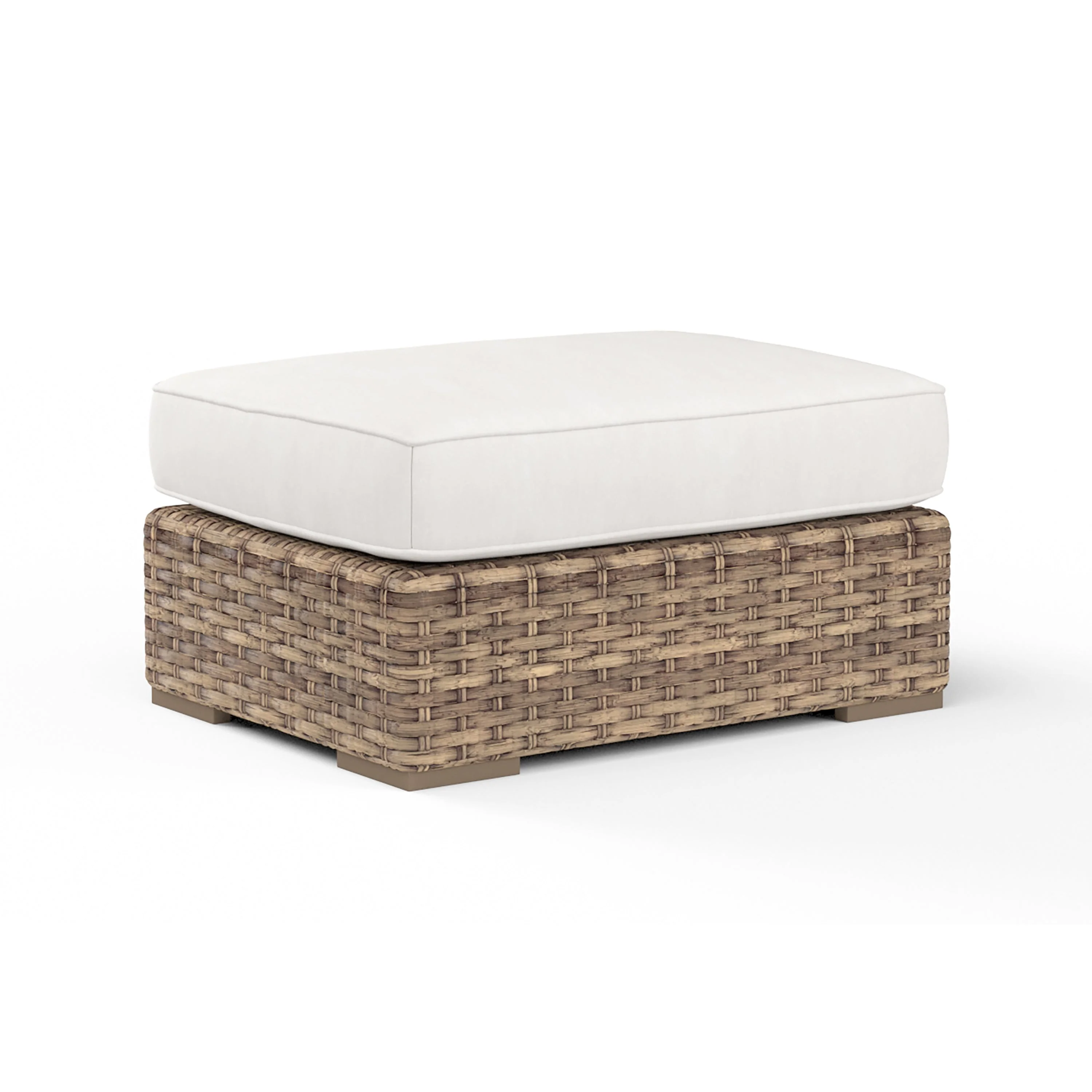Havana Ottoman in Canvas Flax w/ Self Welt