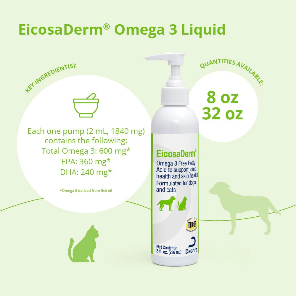 Dechra EicosaDerm Omega 3 Liquid for Dogs & Cats – Skin, Coat & Overall Health Supplement - Image 2