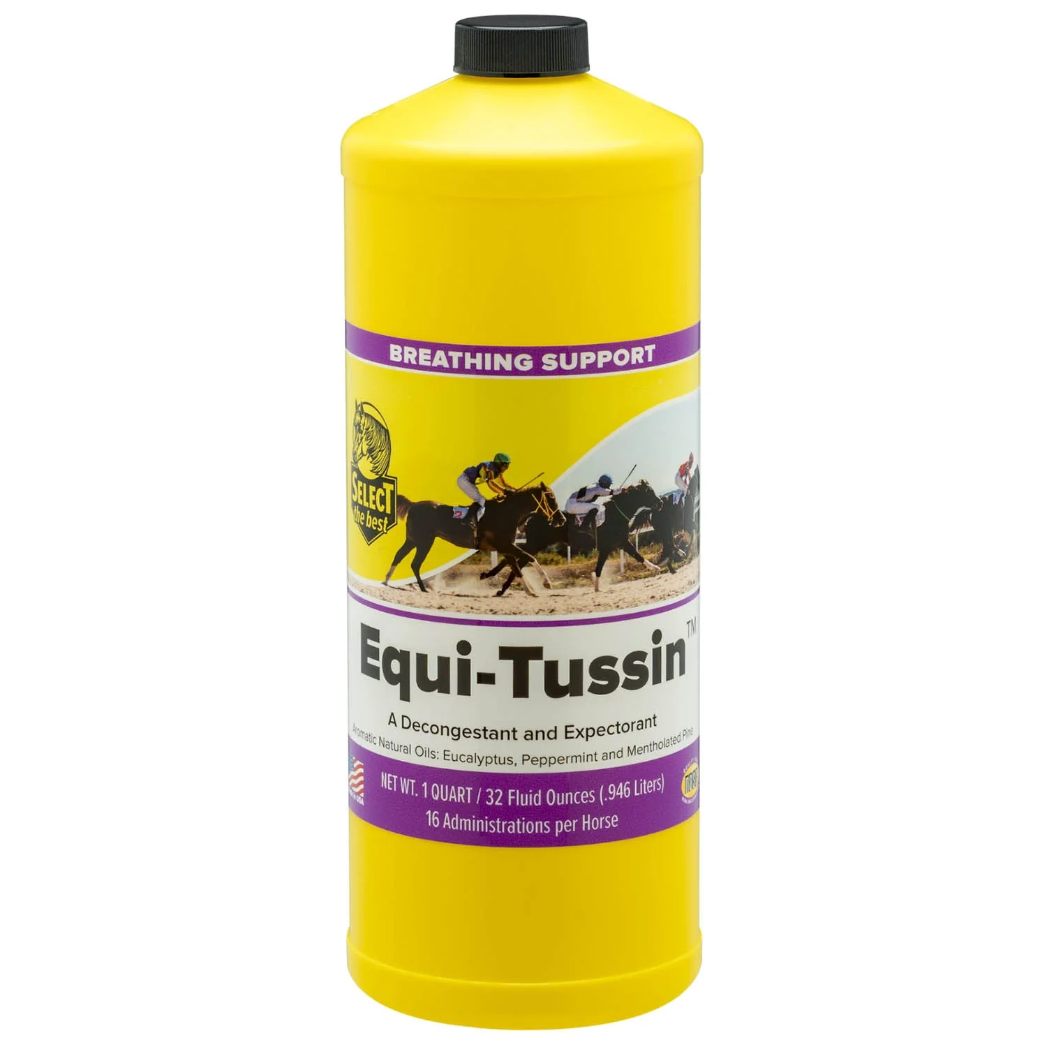 Equi-Tussin 32 oz Decongestant & Expectorant for Horses – Respiratory & Breathing Support with Menthol, Eucalyptus & Peppermint Oils - Image 1
