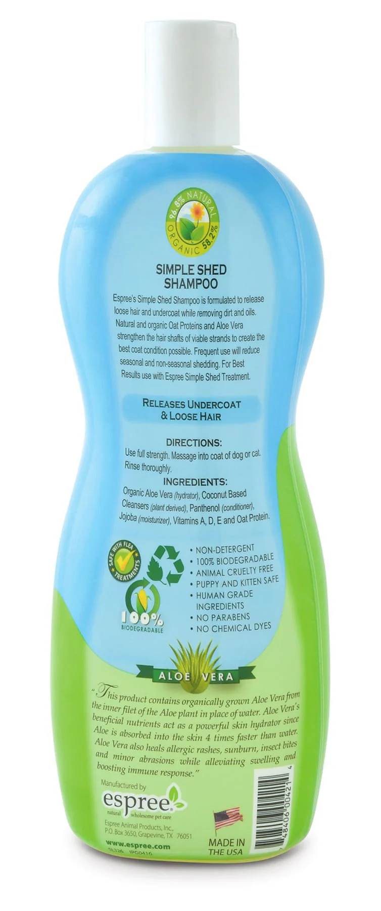 Espree Simple Shed Pet Shampoo with Aloe Vera - Image 2