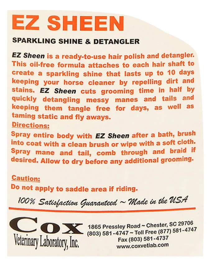 EZ Sheen Sparkling Shine & Detangler for Horses - Image 2