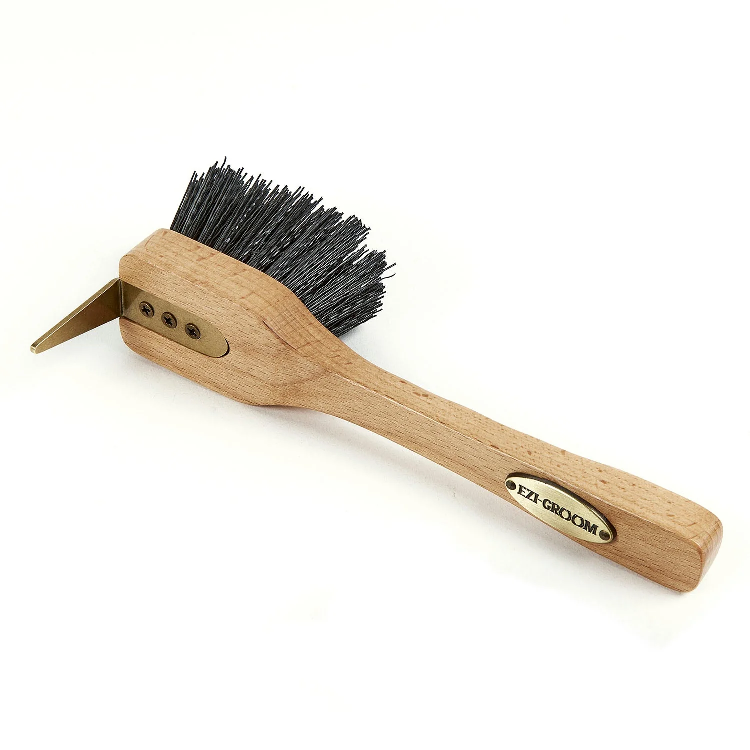 Ezi-Groom Premium Horse Hoof Pick Brush – Wood Handle with Metal Pick and Stiff Bristles for Hoof Cleaning - Image 1